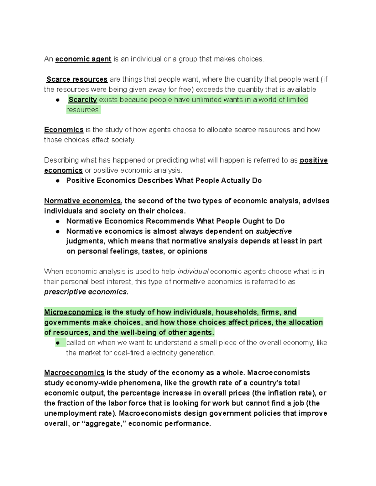 Microecon 101 Chapter 1 Textbook Summary and Key Concepts - Studocu