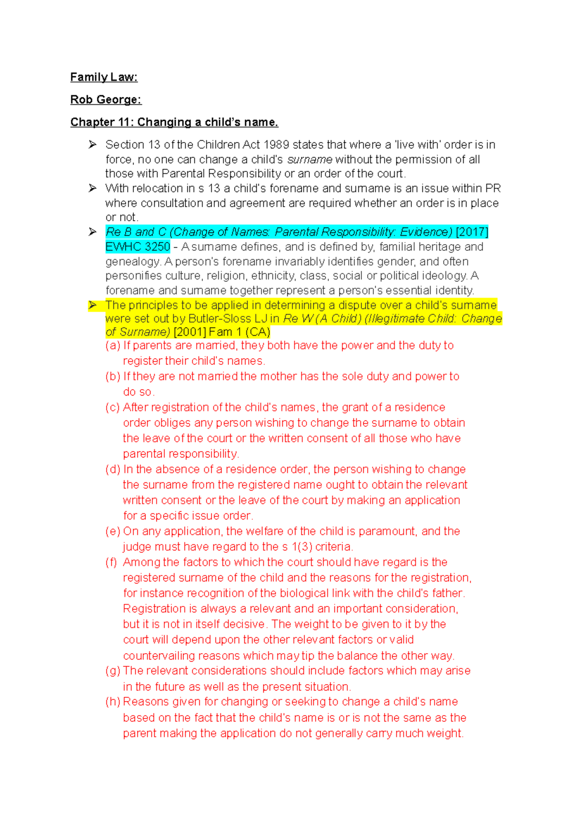 Family Law Notes: Changing a Child’s Name & Children's Rights (LW 3-5 ...