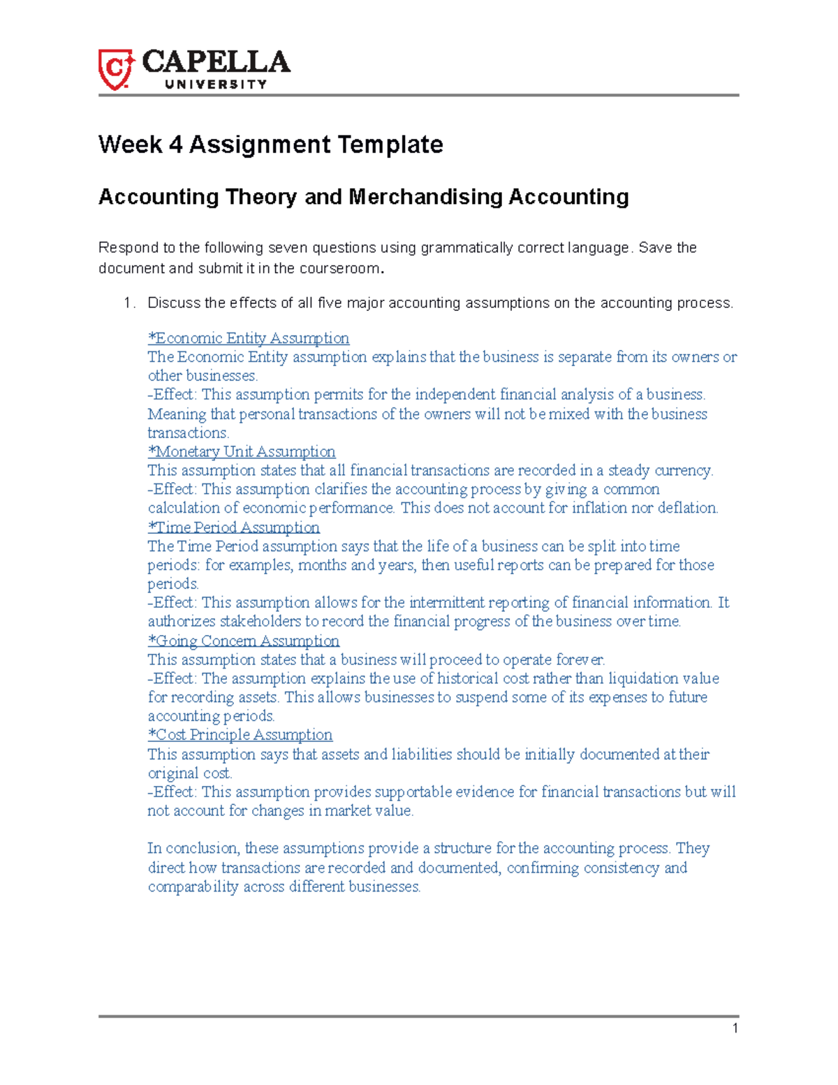 BUS3061-Week 4 Assignment - Accounting Theory Concepts and Principles ...