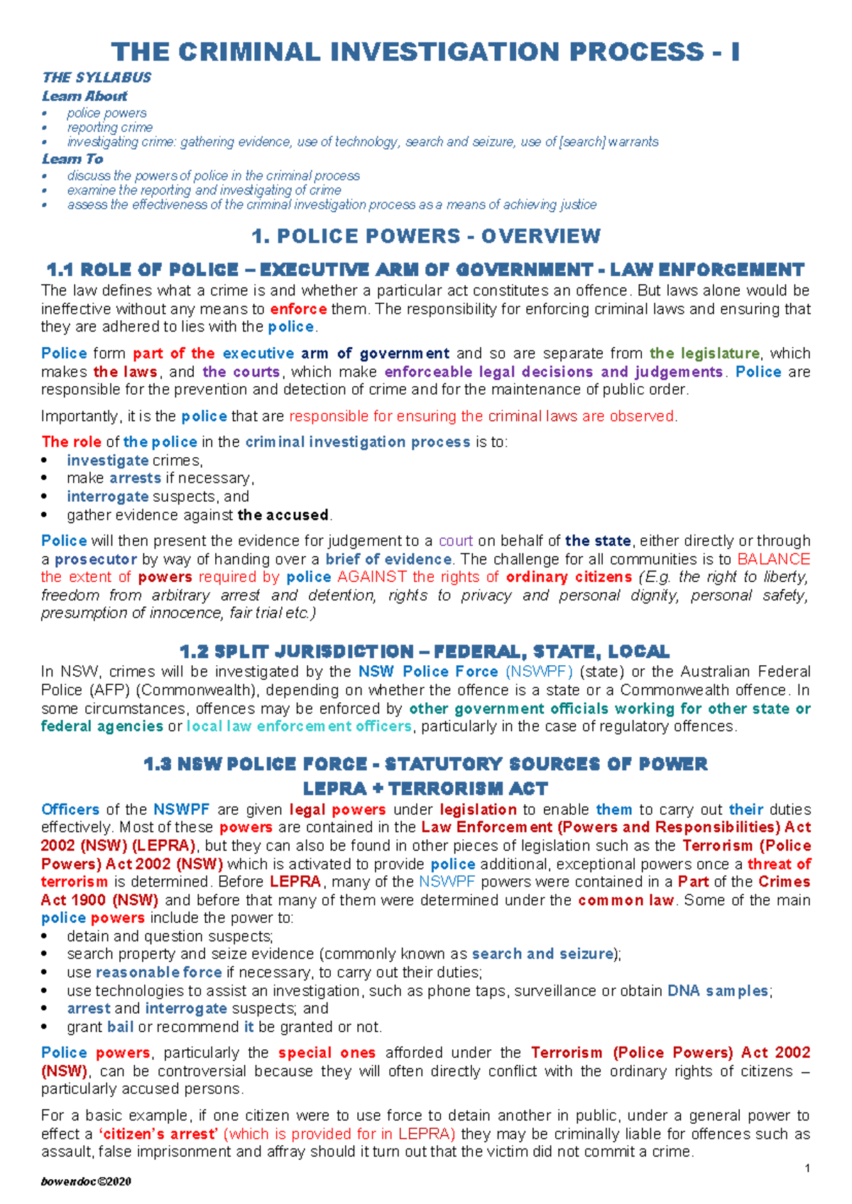 The Criminal Investigation Process I: Understanding Police Powers and ...