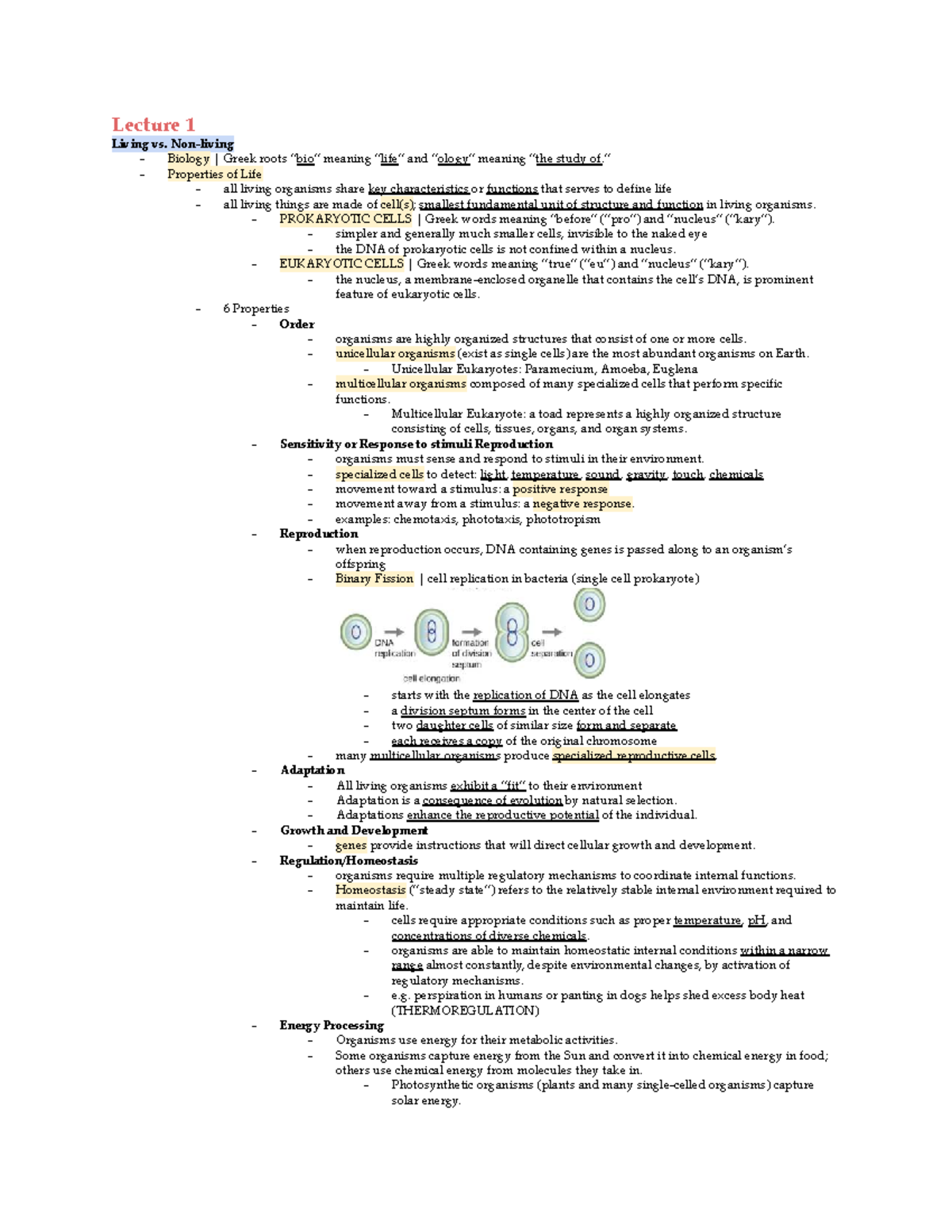 BIOL107 Final Exam Review: Properties of Life and Cell Biology - Studocu