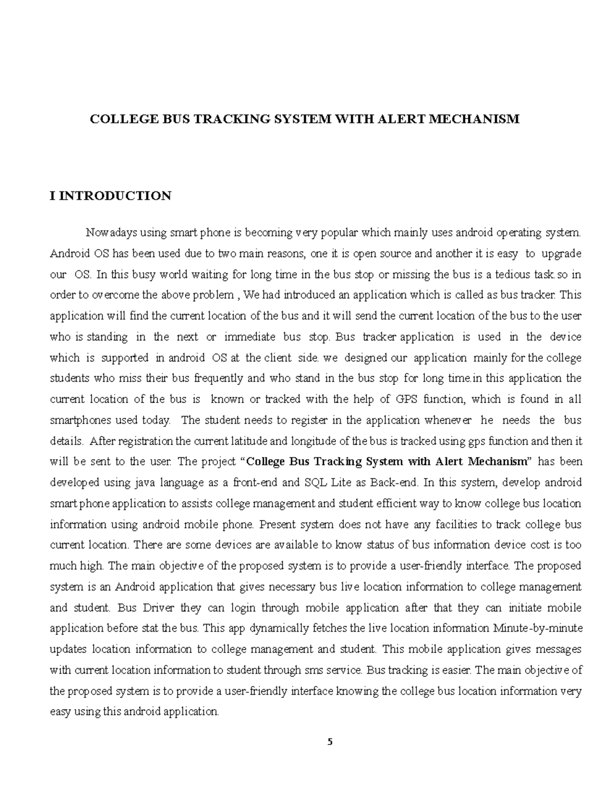 College Bus Tracking System Project (CS2023) - Complete Document - Studocu