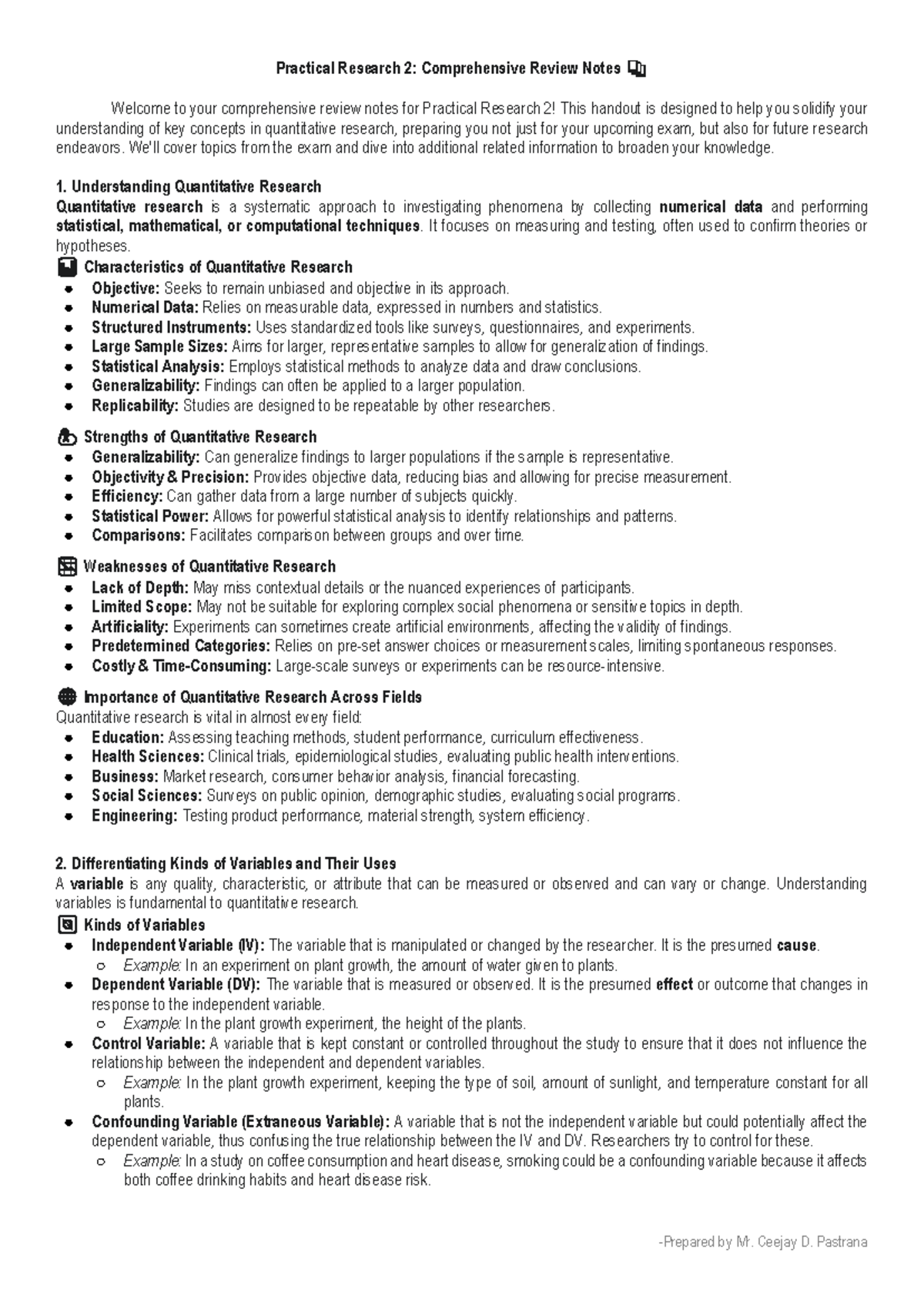 Practical Research 2: Comprehensive Exam Review Notes - Studocu
