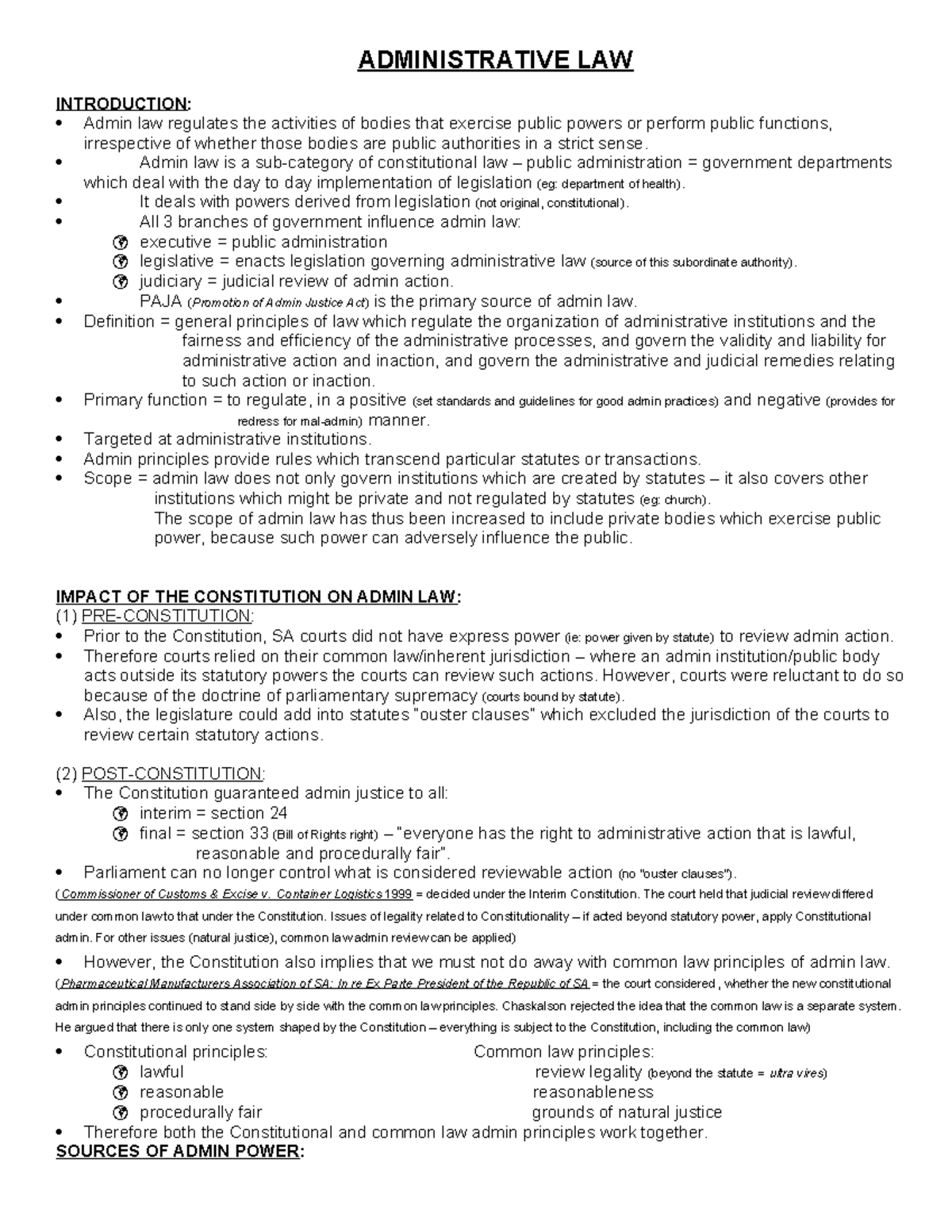 ADL2601 Admin Law: Key Concepts and Constitutional Impact Review - Studocu