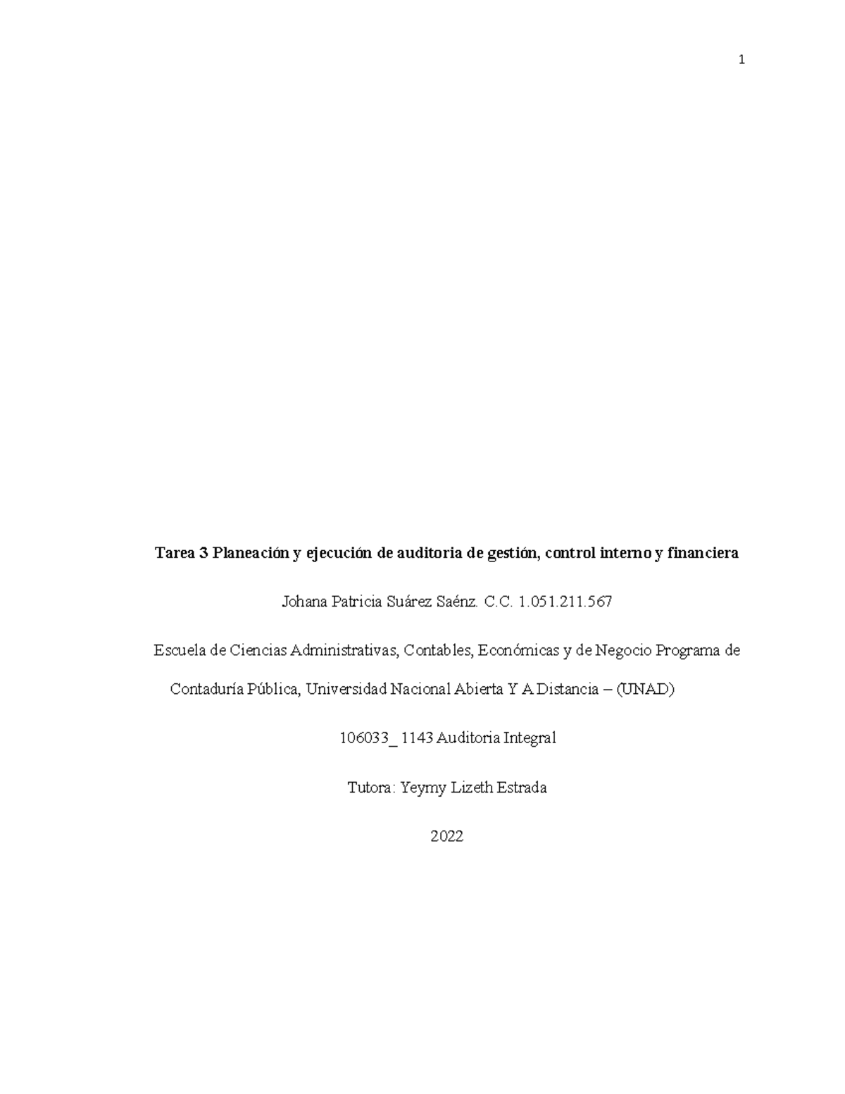 Tarea 3: Planeación y Ejecución de Auditoría de Gestión y Control ...