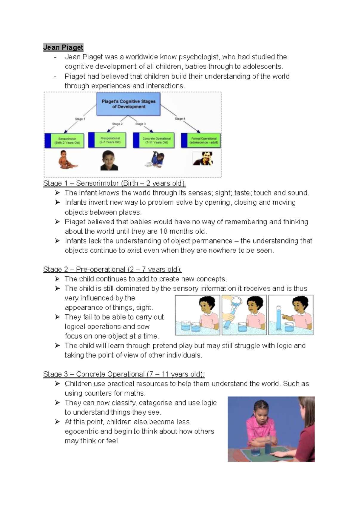 Jean Piaget and Cognitive Development Stages Explained - Studocu