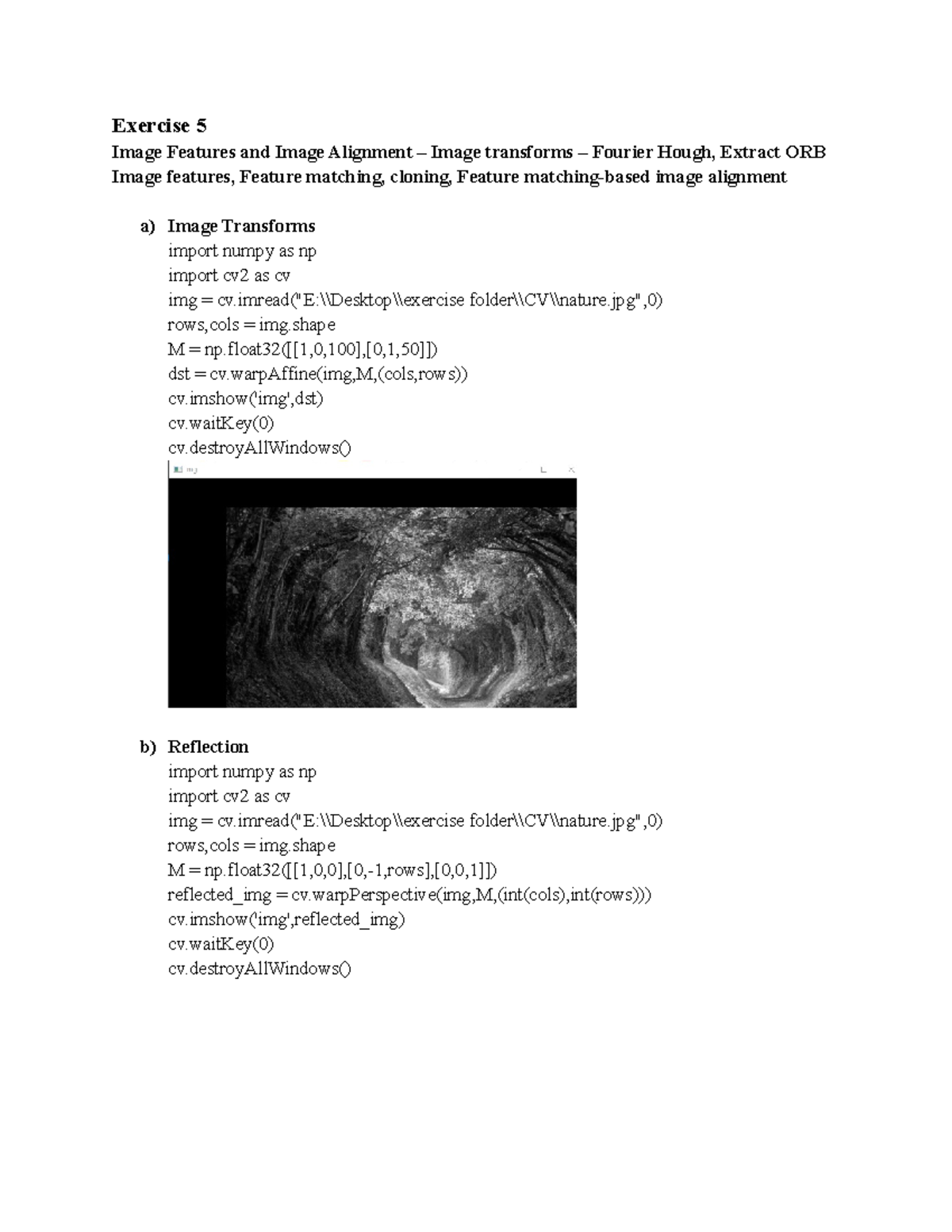 Exercise 5 - Image Processing Practicals (CV 101) - Studocu