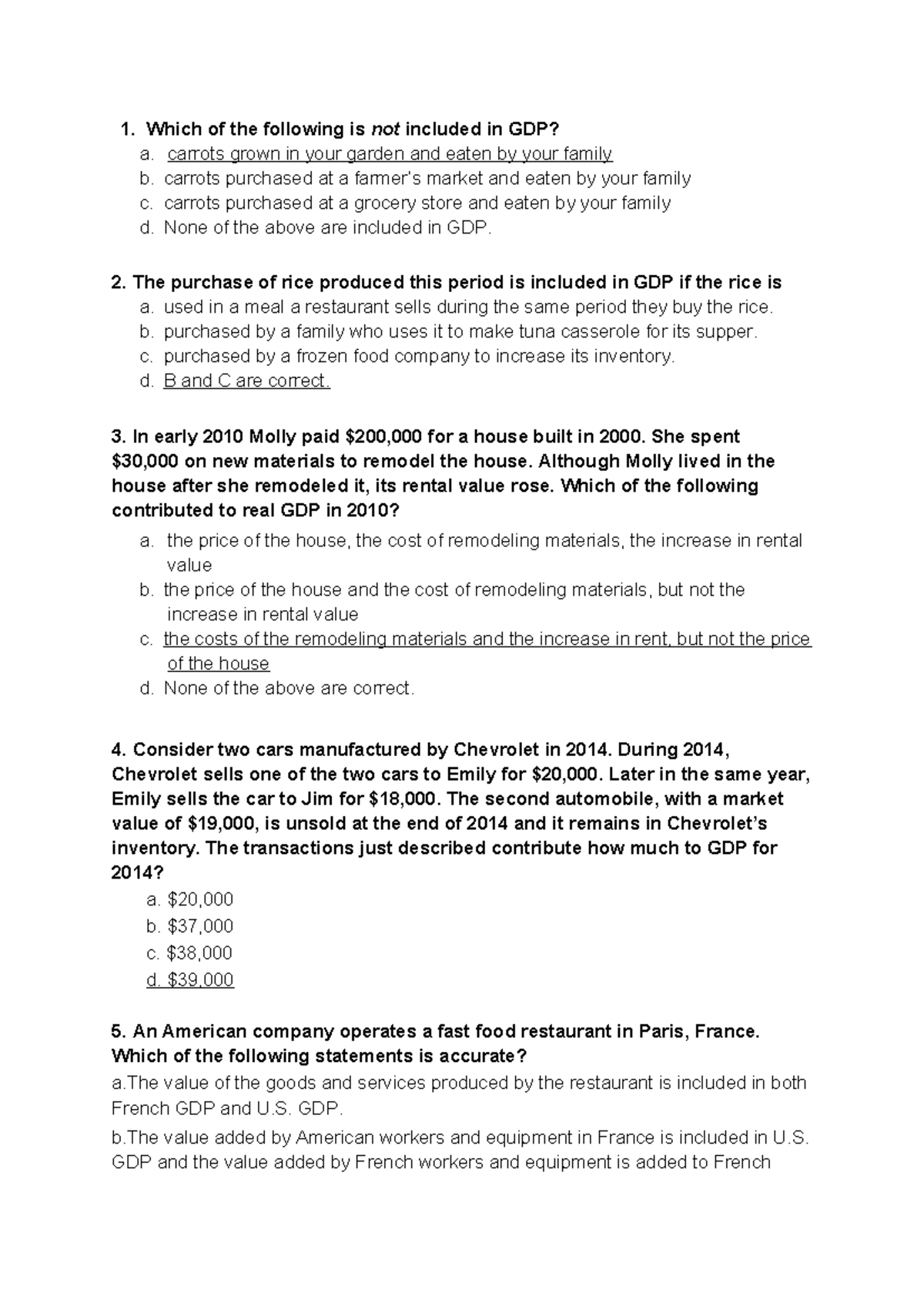 PE Final Exam Study Guide: GDP and Economic Concepts - Studocu