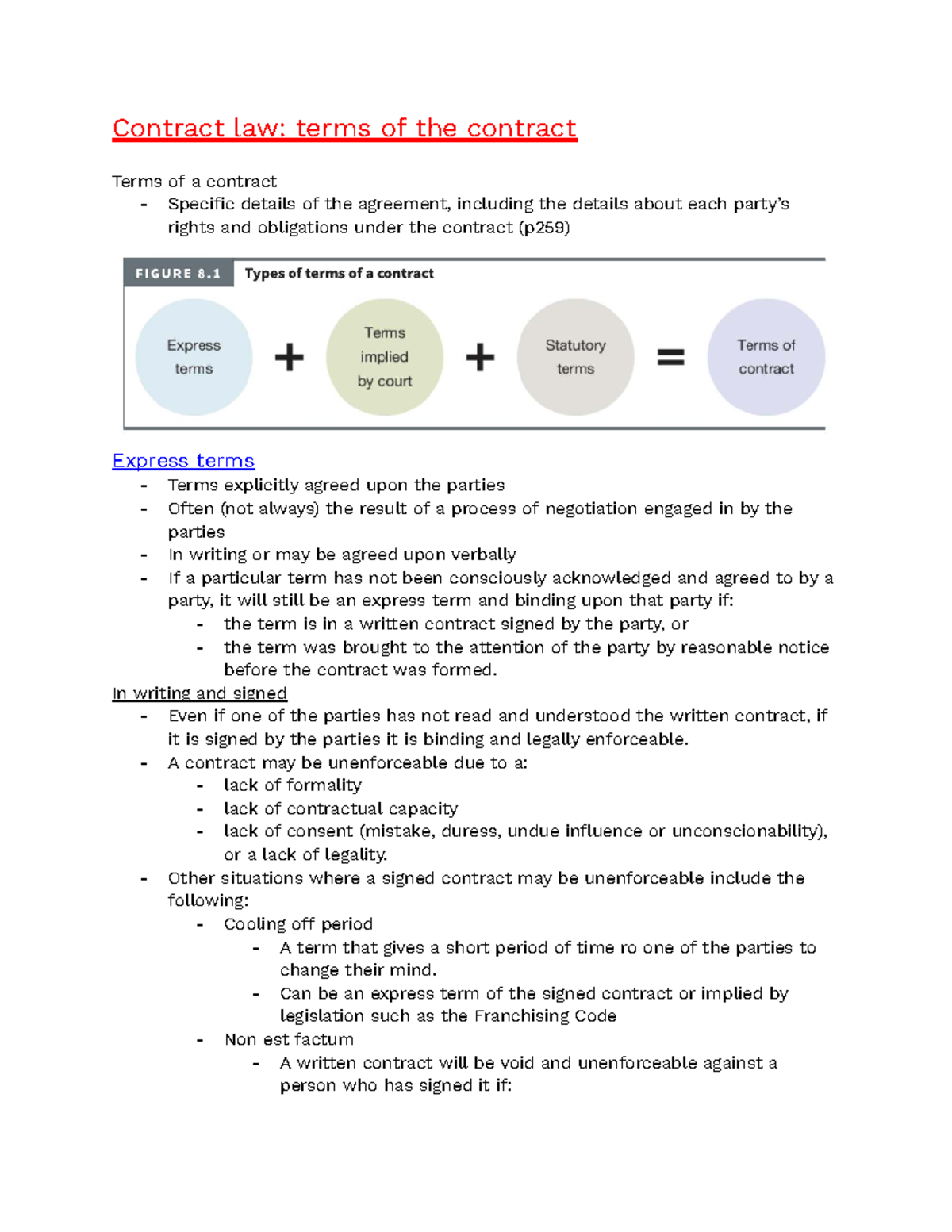 ELAW 6: Contract Law - Key Terms and Concepts Explained - Studocu