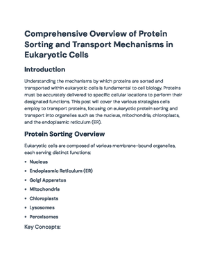 Protein Sorting and Transport Mechanisms in Cellular Organelles ...