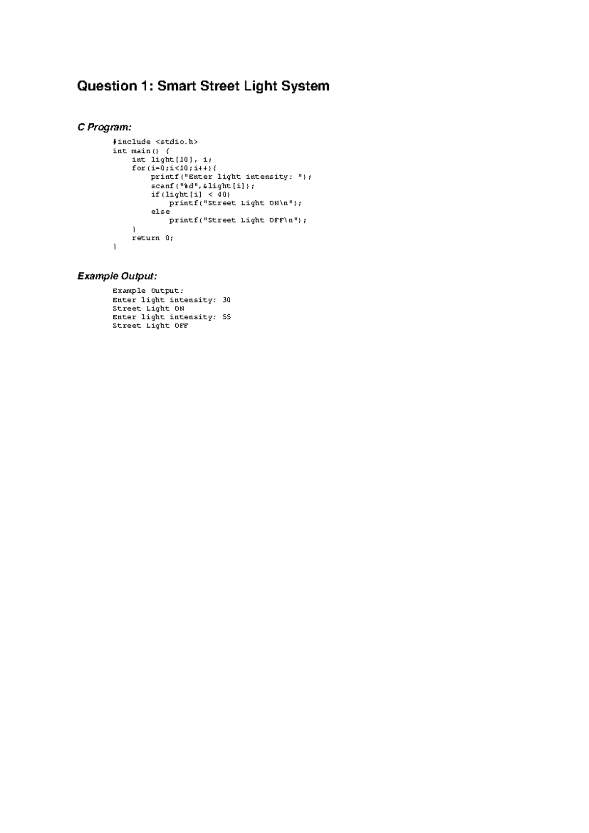 C Programming Scenarios: Practical Examples and Outputs - Studocu