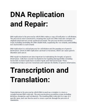 DNA Replication - Study Notes & Assignments - Studocu