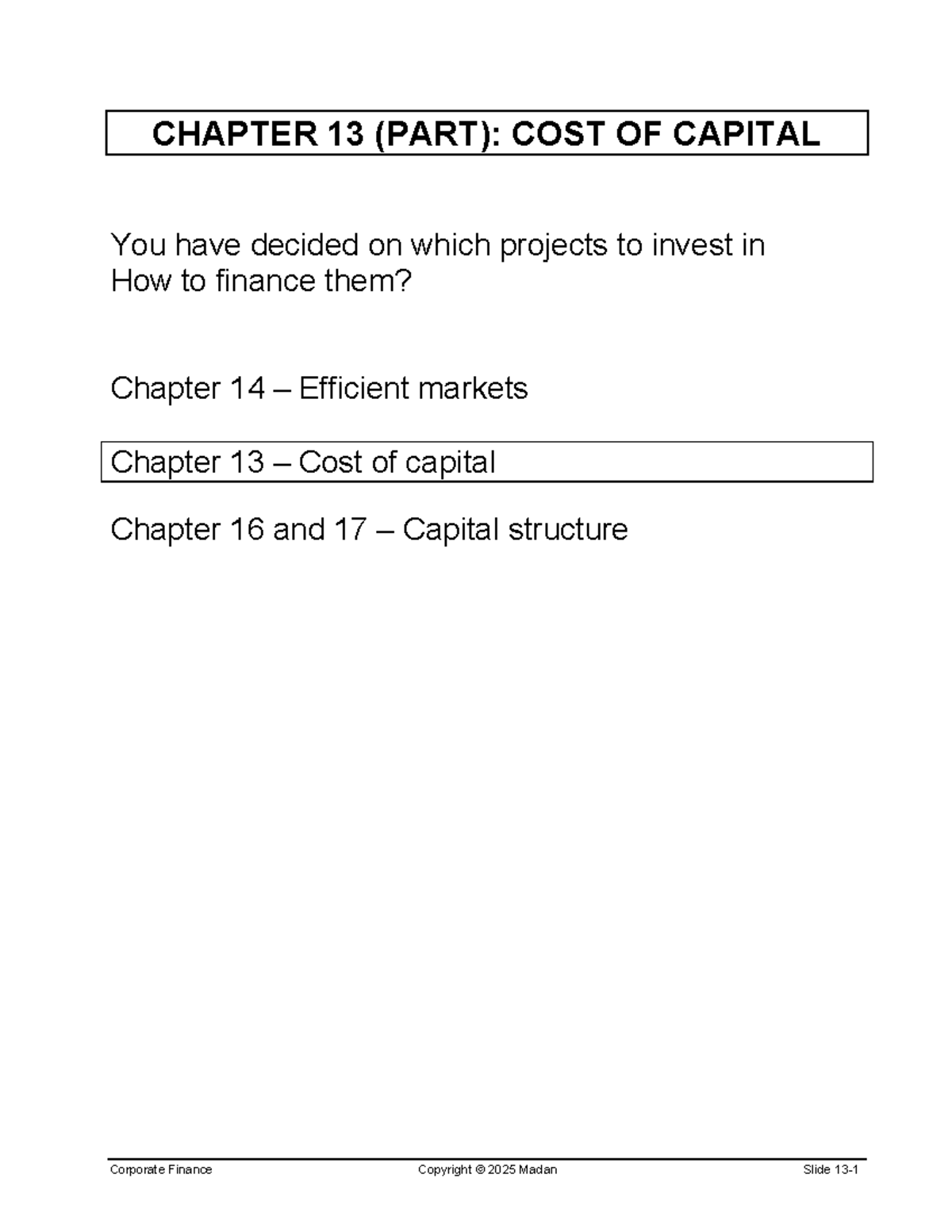 CHAPTER 13: COST OF CAPITAL & WACC Analysis (2025) - Studocu