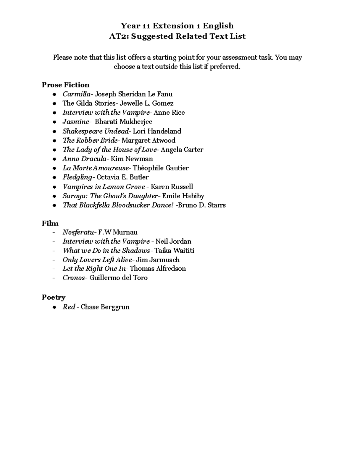 Year 11 Extension 1 English Related Text Analysis - R.E.D Assessment ...
