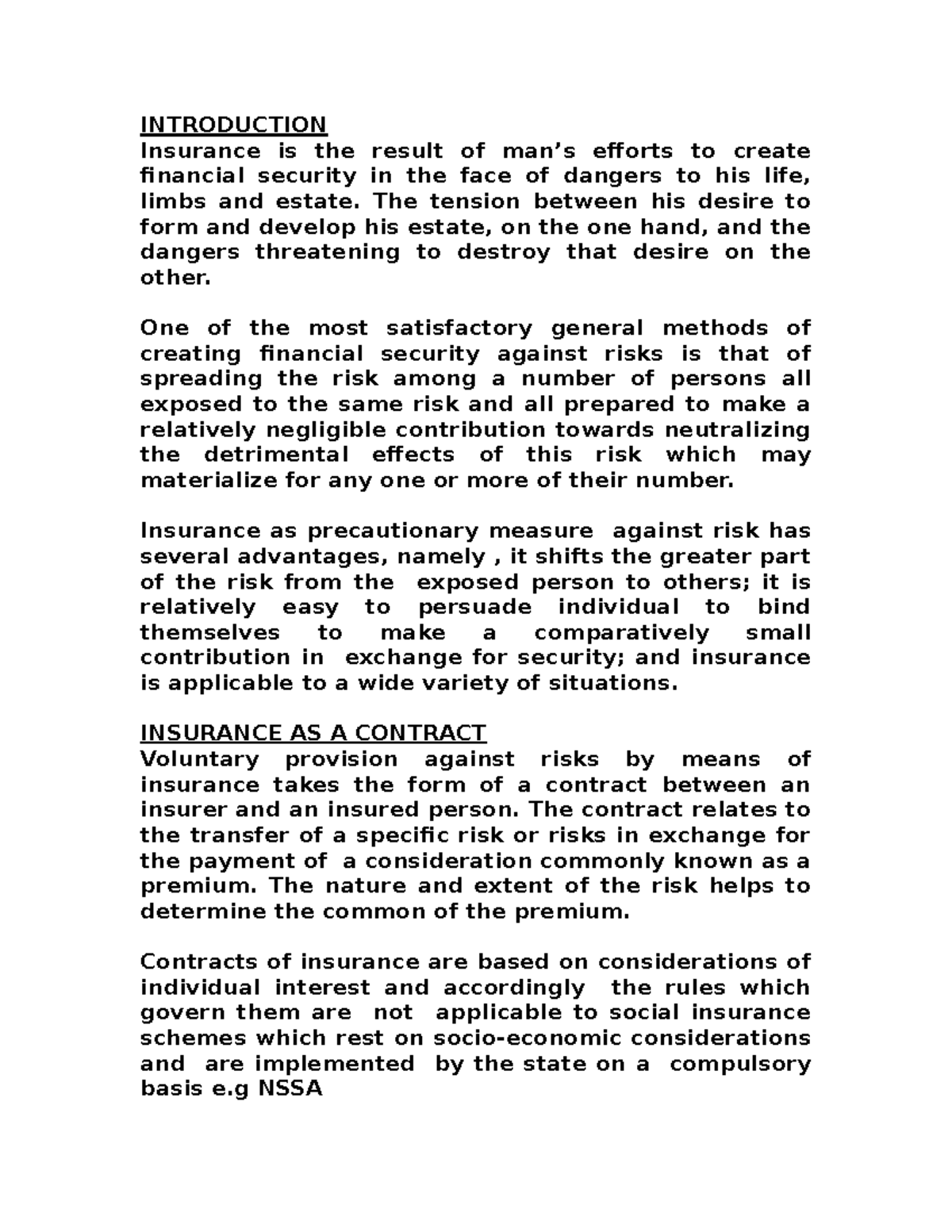 Insurance Lecture Notes: Understanding Contracts and Concepts (INS 101 ...