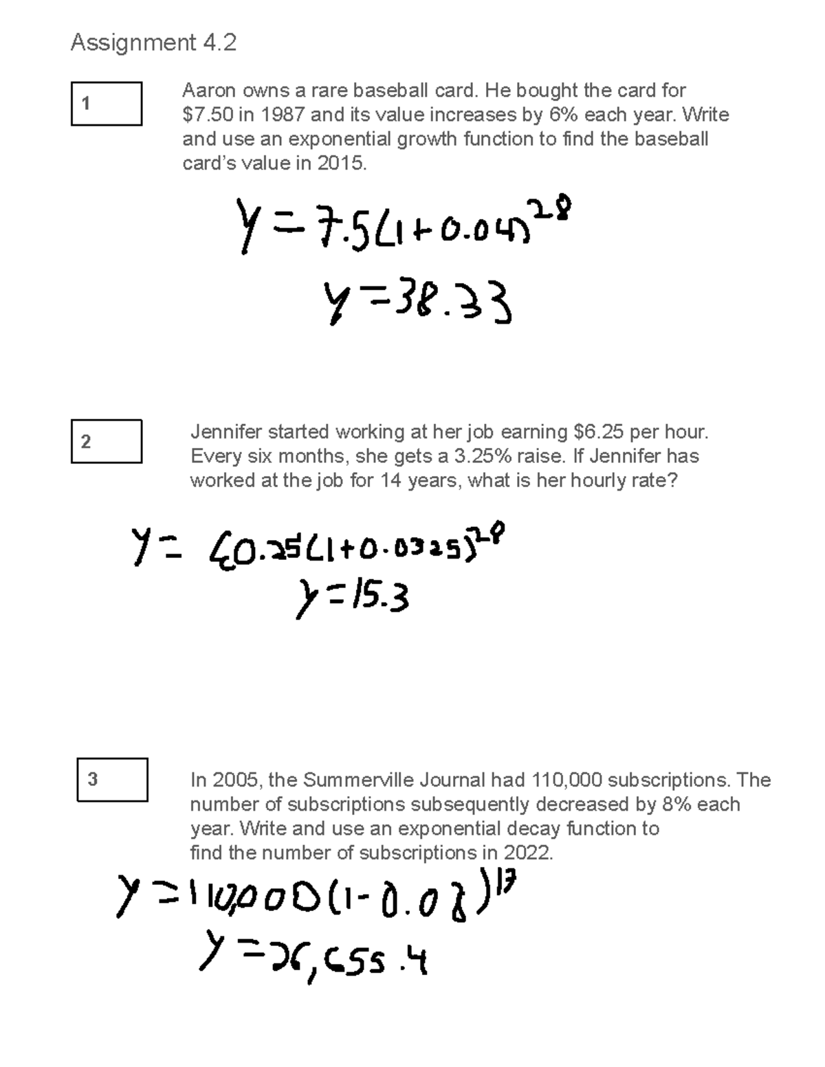 Assignment 4.2: Exponential Growth & Decay Functions in Pre-Calc - Studocu