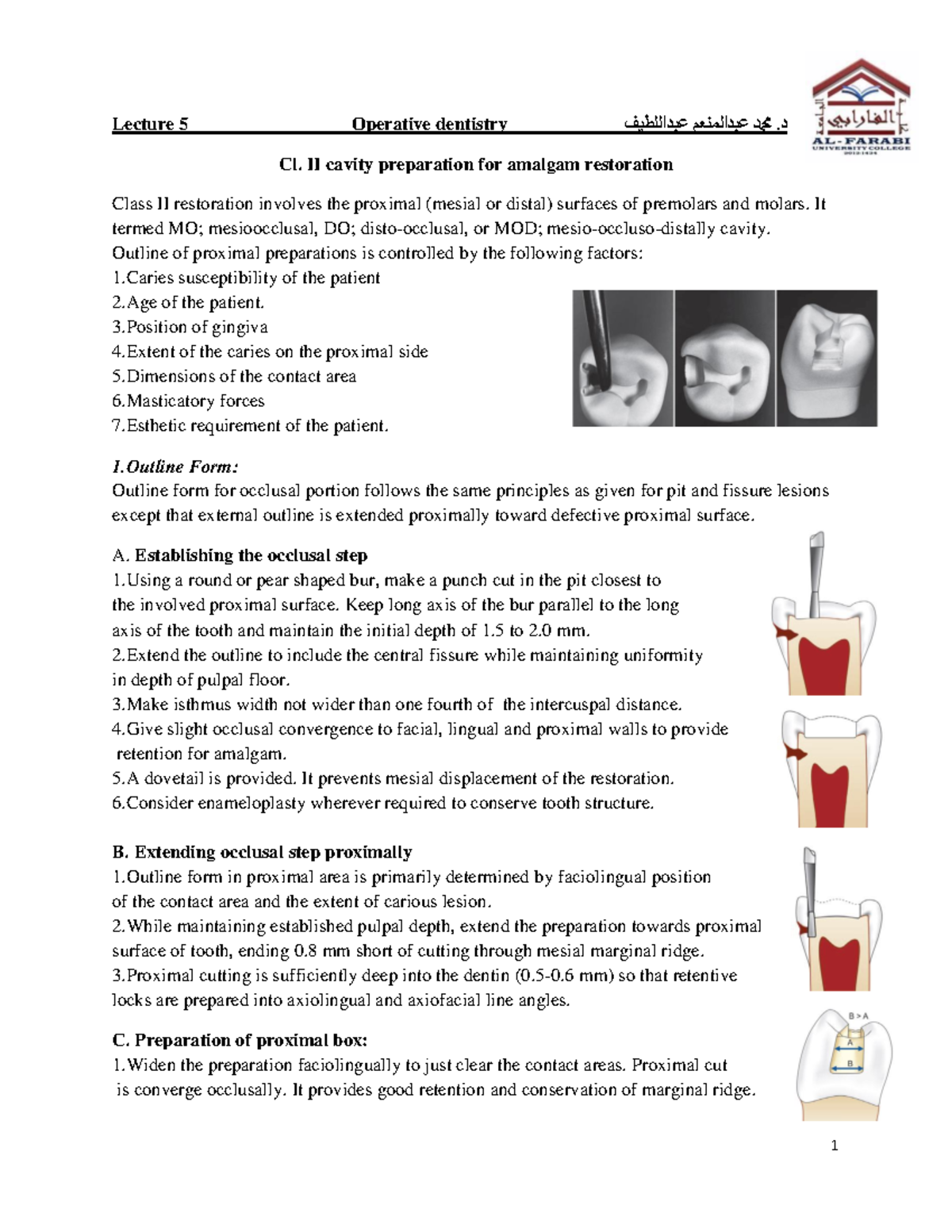 Operative Dentistry Lecture 5: Class II Cavity Prep Techniques - Studocu