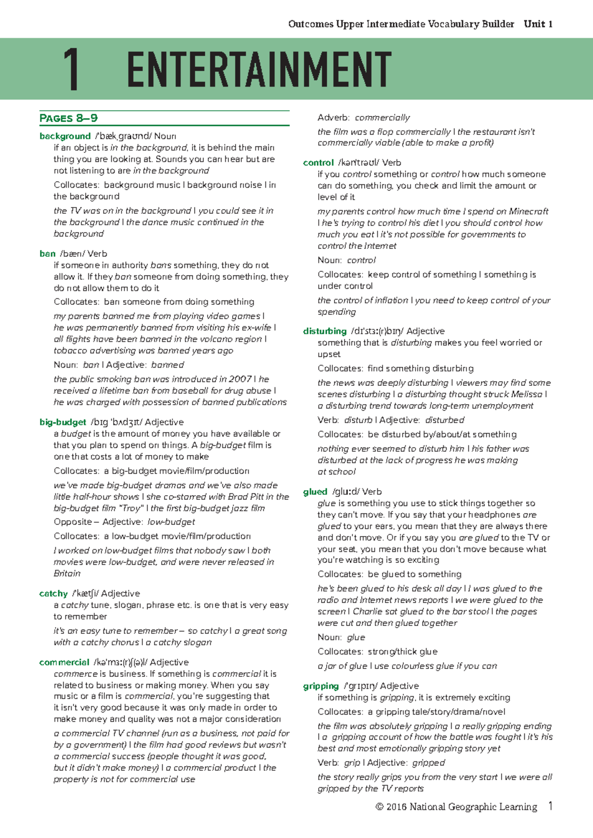 Outcomes of Upper Intermediate Vocabulary Builder Unit 1 - Studocu