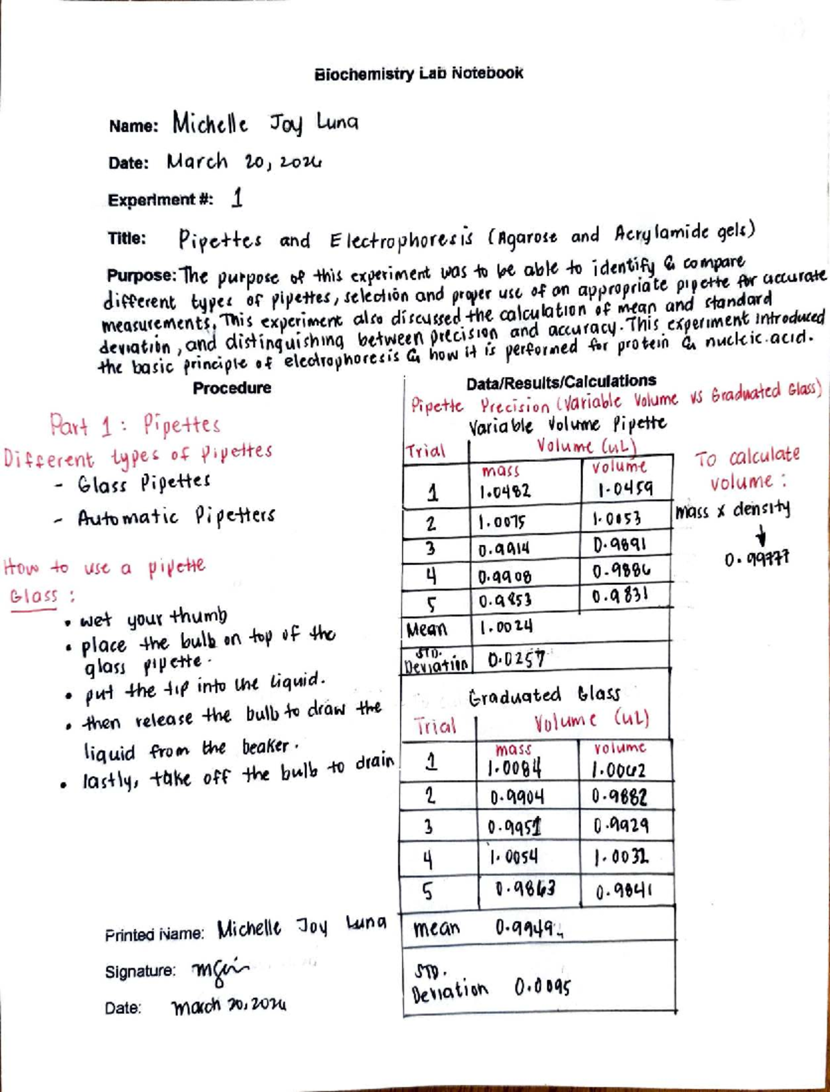 Biochemistry Lab 1 Notebook - Name: Luna Date: March 20, 2020t 1 Title ...