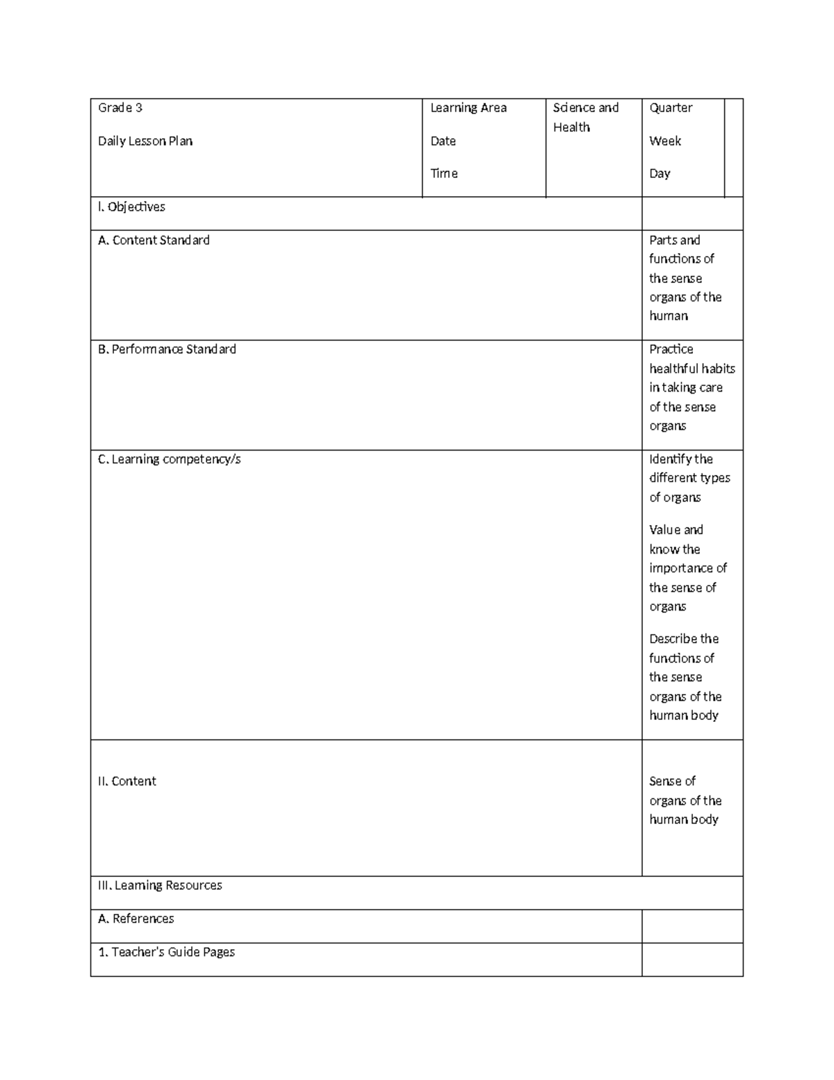 My Files and documents - Grade 3 Daily Lesson Plan Learning Area Date ...