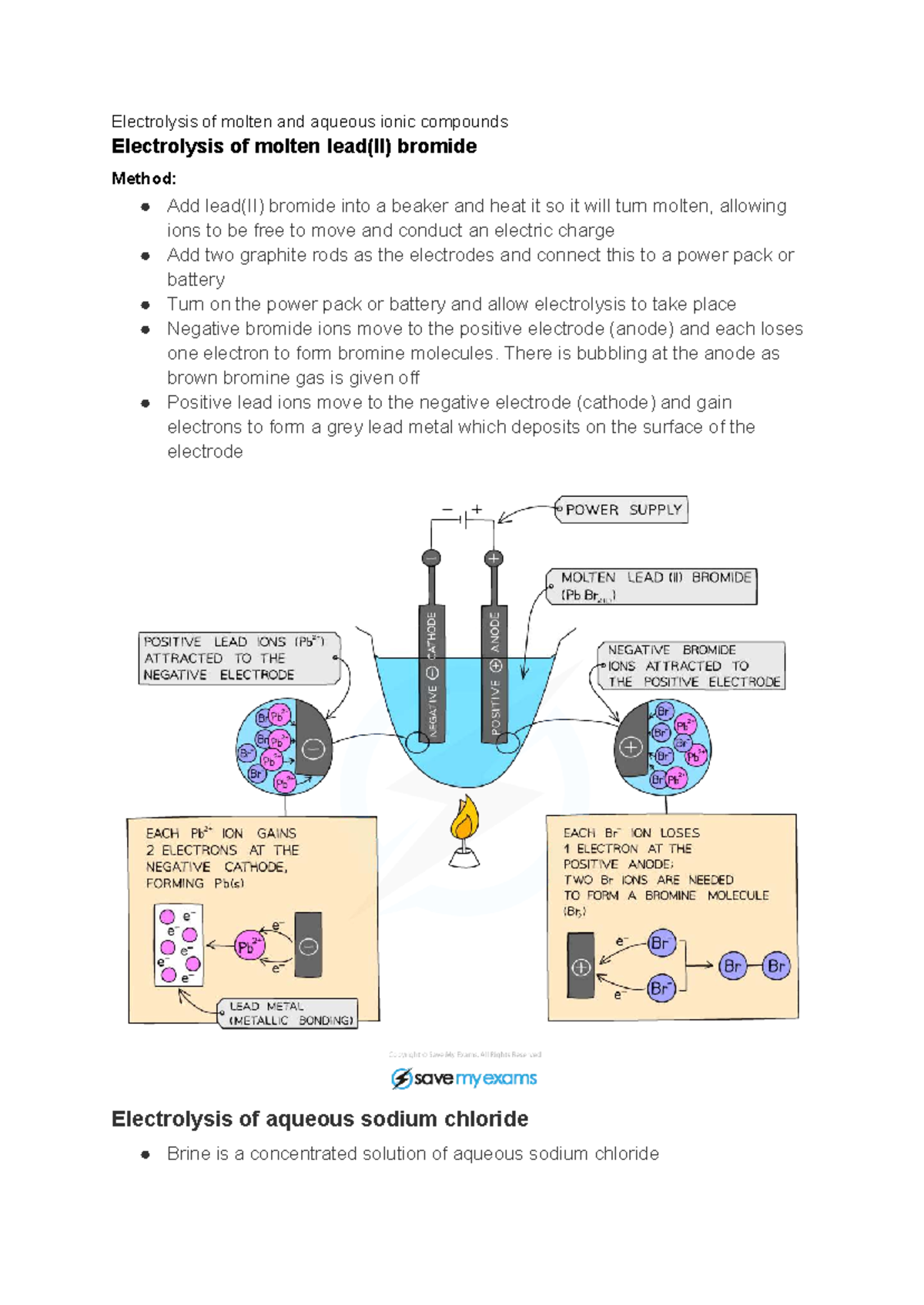 Electrolysis of Ionic Compounds: Lecture Notes (Chem 101) - Studocu