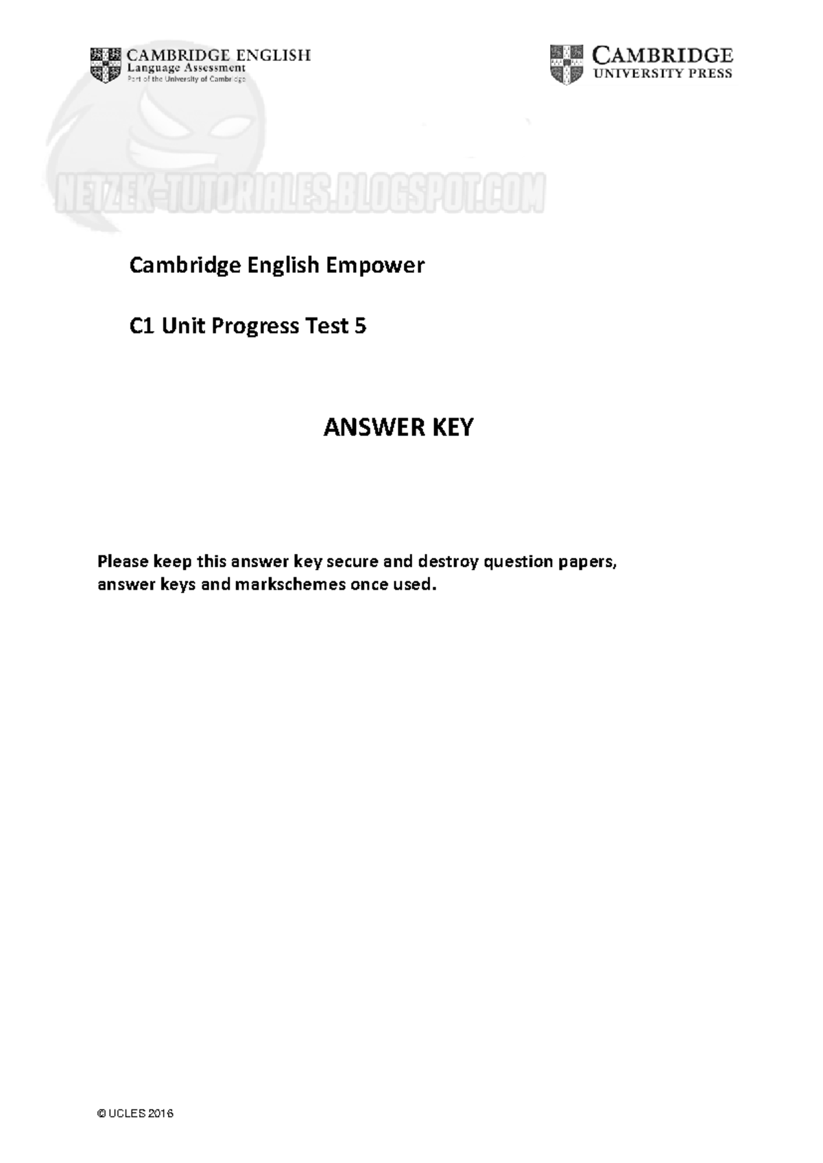 C1 Unit 5 Progress Test Answer Key - Version A - Studocu
