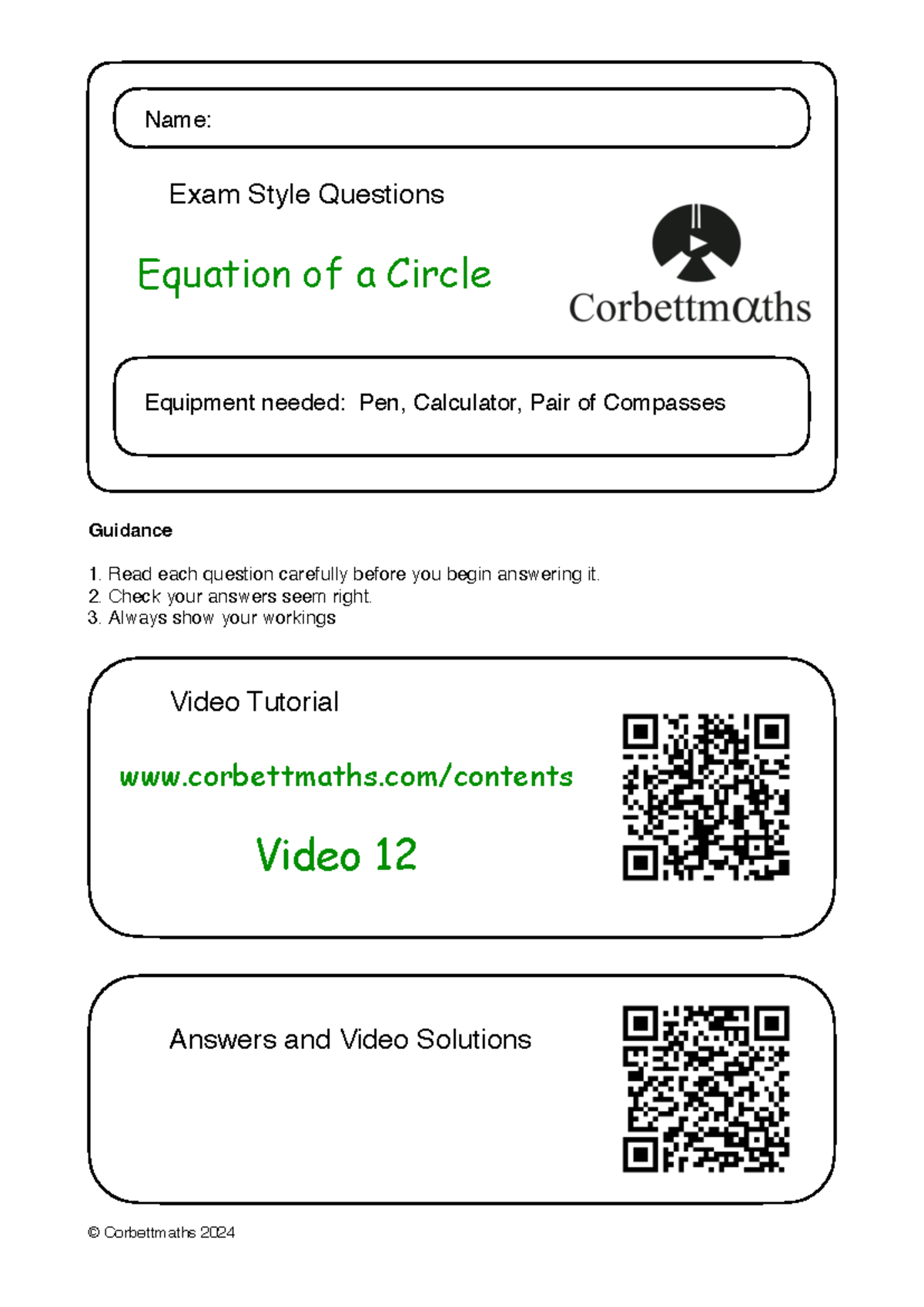 Equation of a Circle – Exam Style Questions and Solutions - Studocu