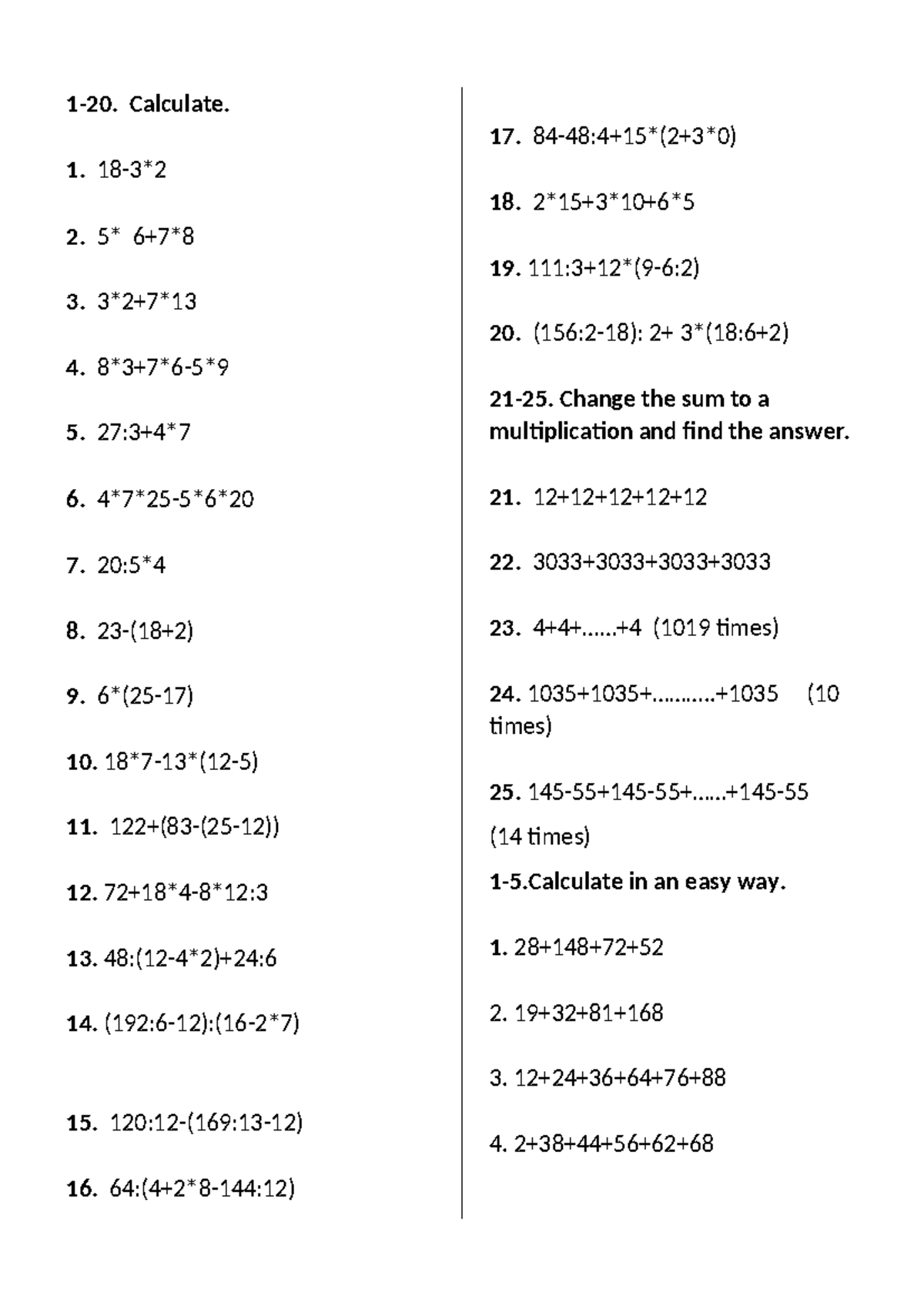 IDC Math Exercises: Calculating Sums, Multiplications & Divisors - Studocu