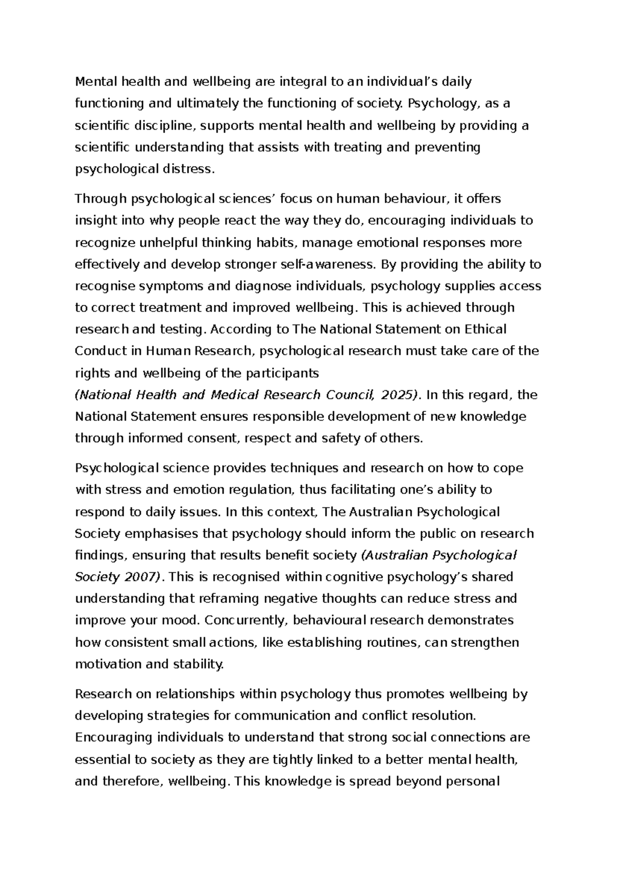 Psychology 101: Supporting Mental Health and Wellbeing Strategies - Studocu