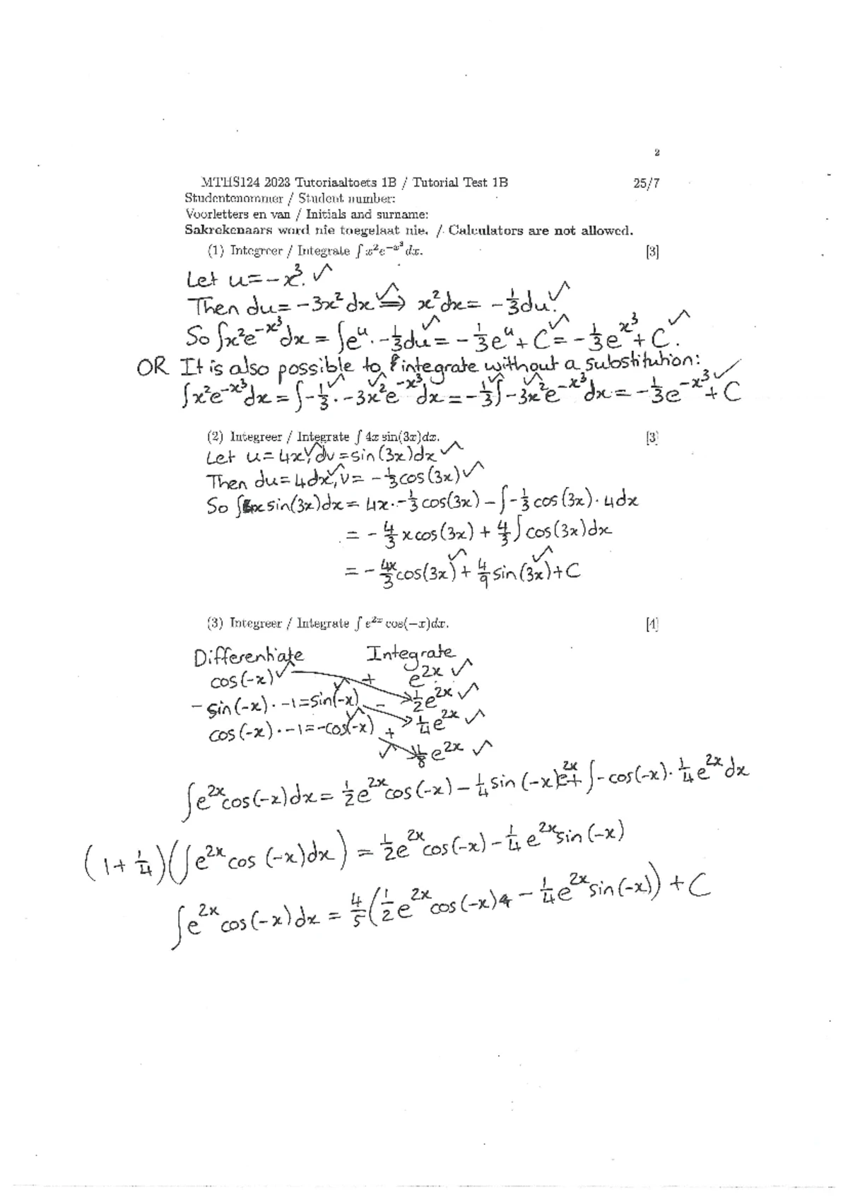 NCHE 212 Klastoets 1 / Class Test 1 Memo and Solutions - Studocu