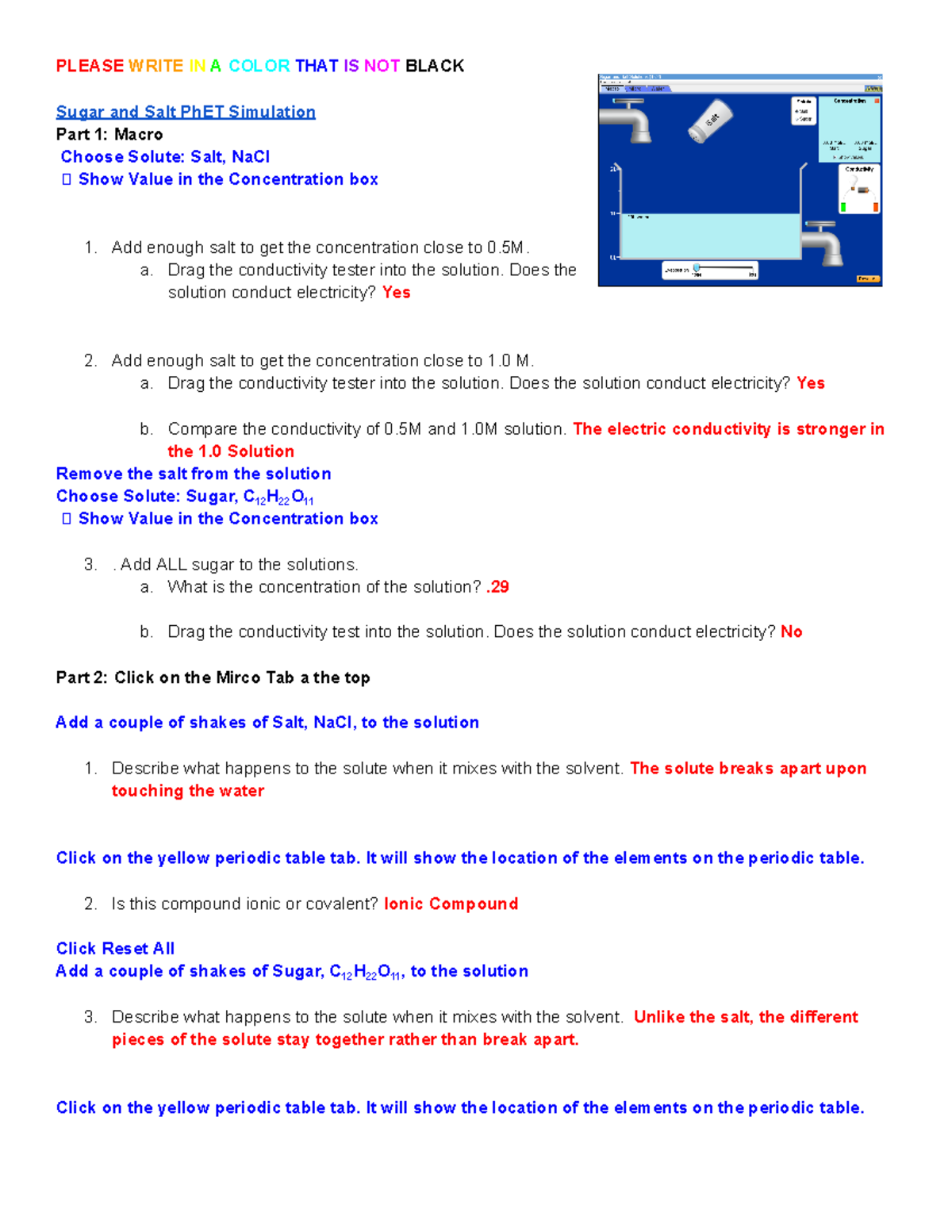Salt and Sugar PhET Simulation Assignment Overview Studocu