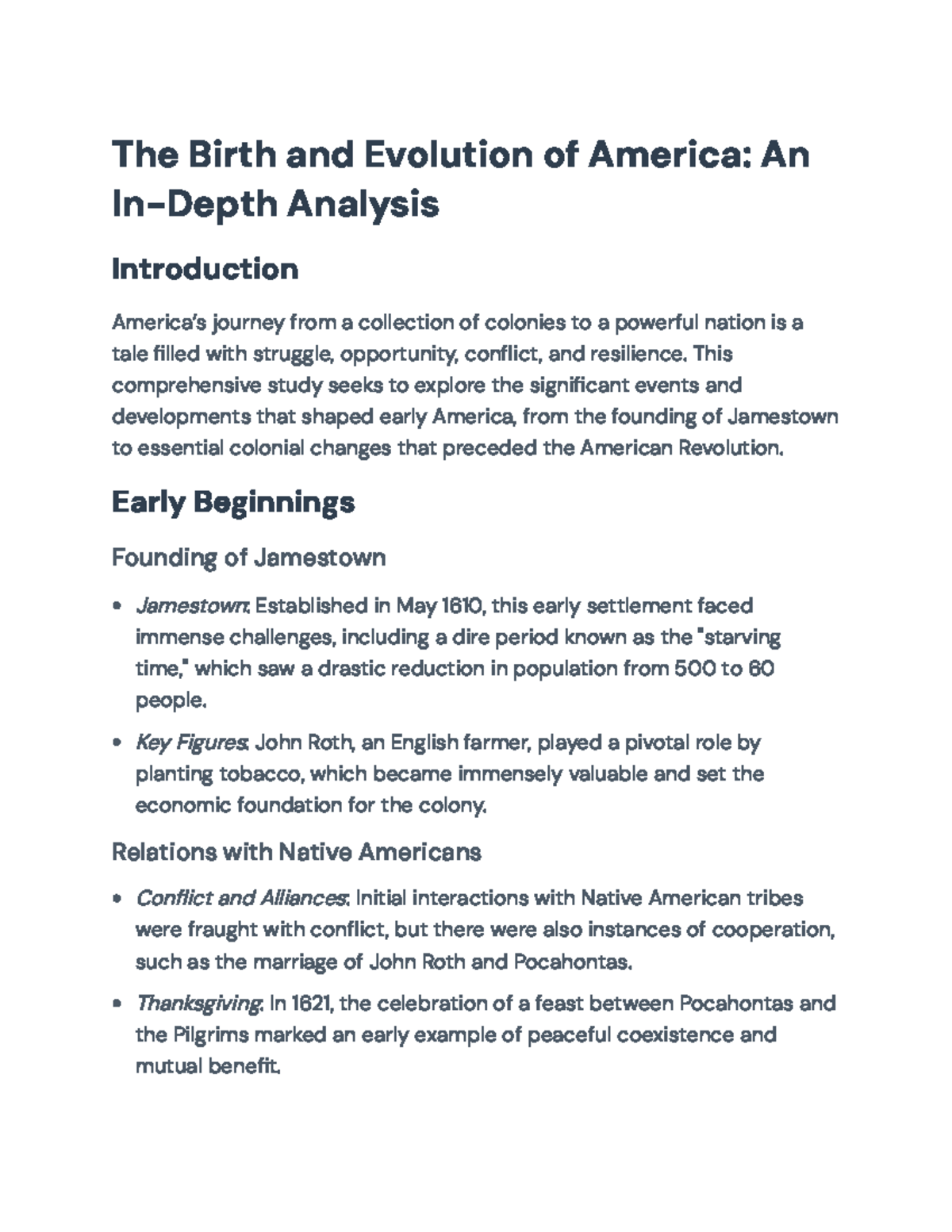 The Birth and Evolution of America: An In-Depth Analysis (HIST101 ...