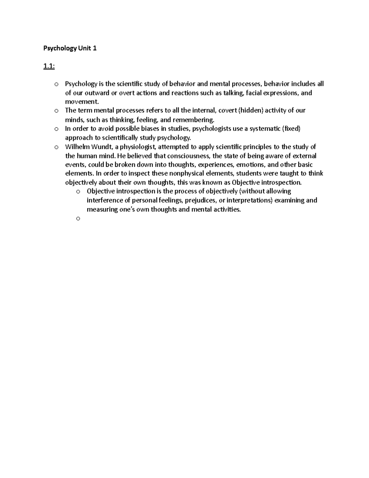 Psychology 101 - Unit 1 Practice Study Guide and Key Concepts - Studocu