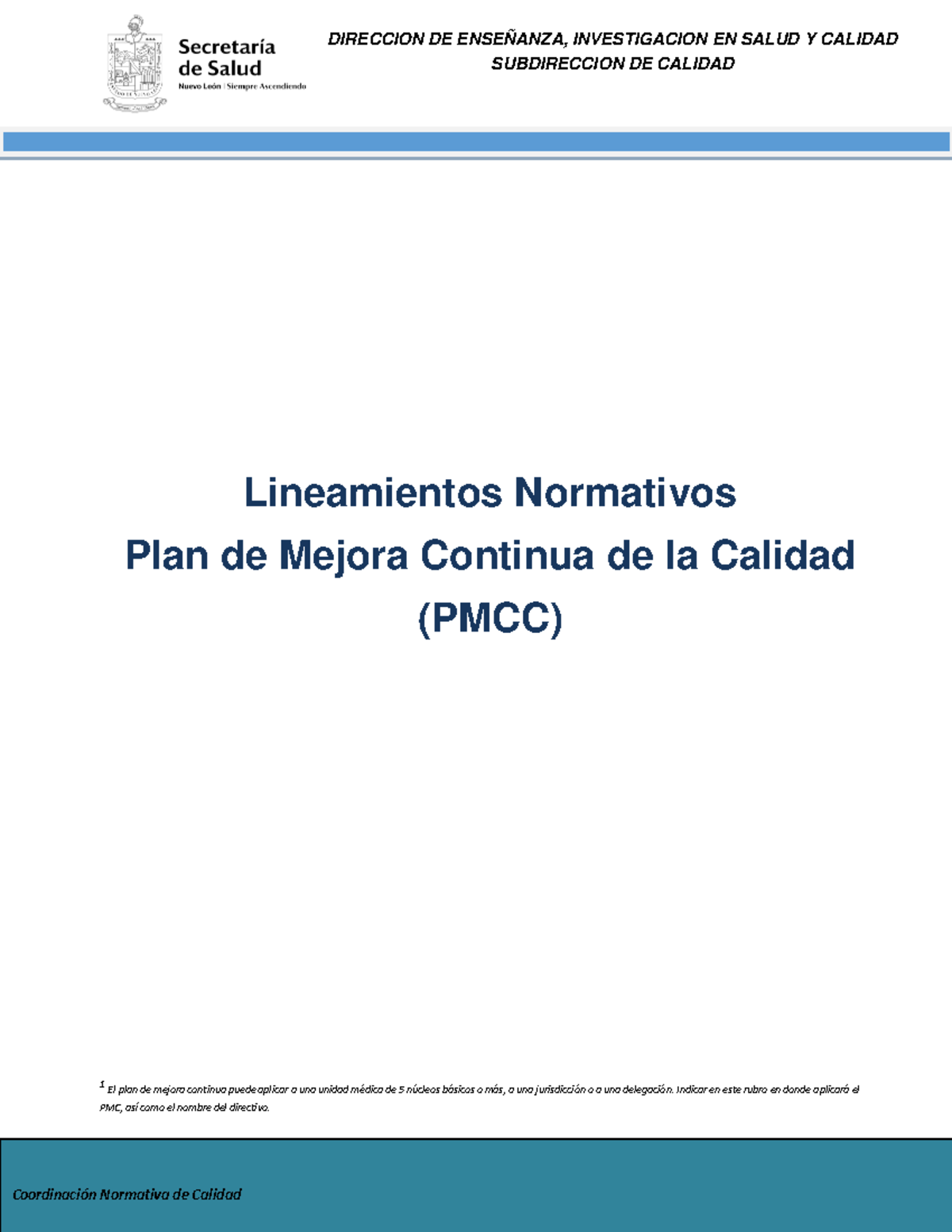 Plan de Mejora Continua de Calidad en Salud (PMCCS) Arguments - Studocu