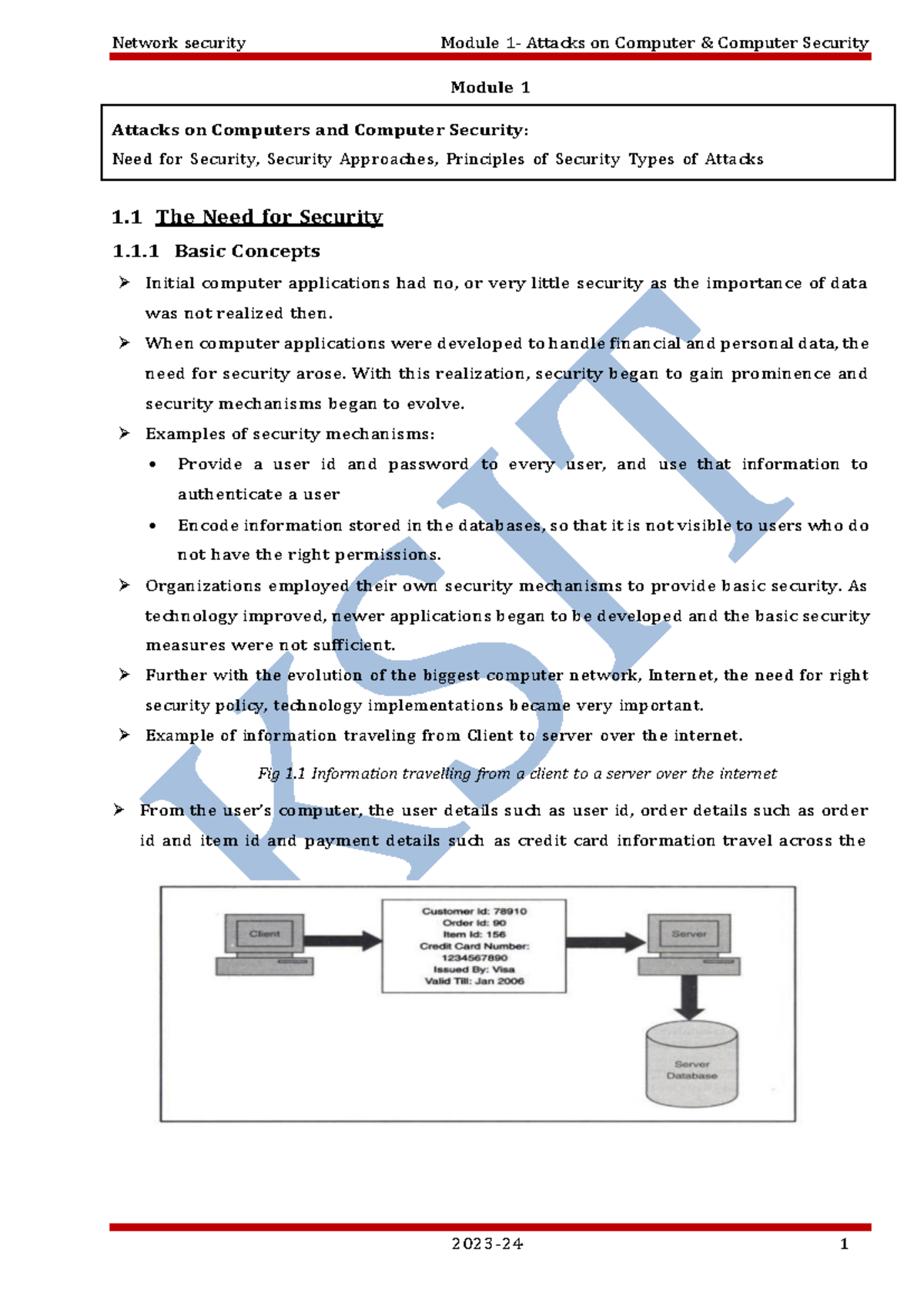 Mod1 - ytfutfy - Module 1 1 The Need for Security 1.1 Basic Concepts ...