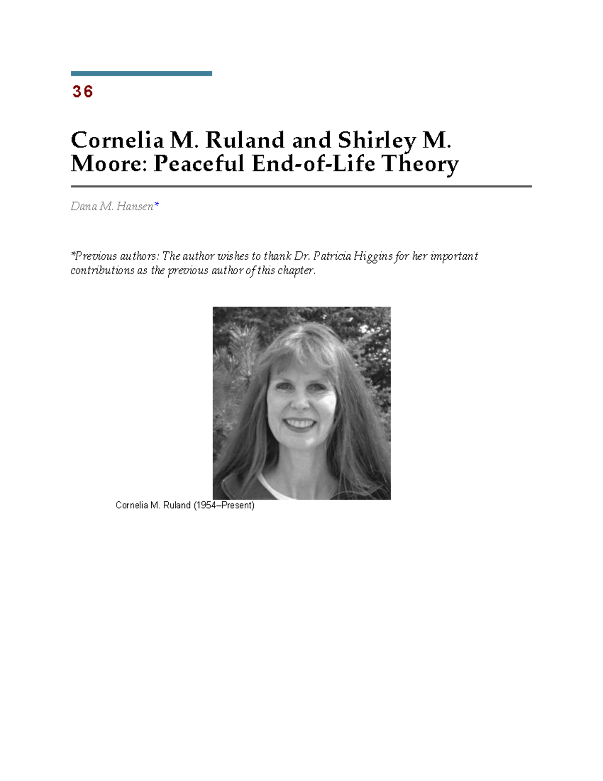 NUR 498: Peaceful Theory of End of Life Care - Ruland & Moore - Studocu