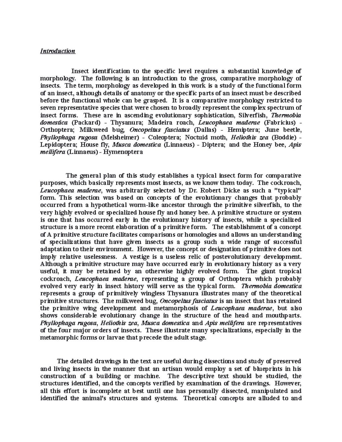 Morphology OF Insects - Lecture notes 1 - Introduction Insect ...