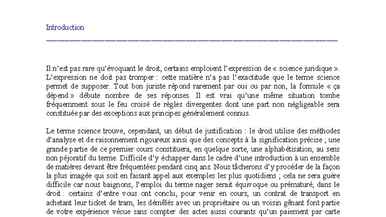 Cours L1 2024 : Introduction Générale au Droit et ses Concepts - Studocu