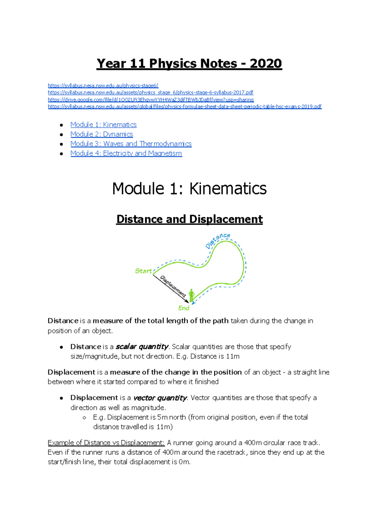 YR11 Physics Chapter Notes: Kinematics, Dynamics & Vectors - Studocu
