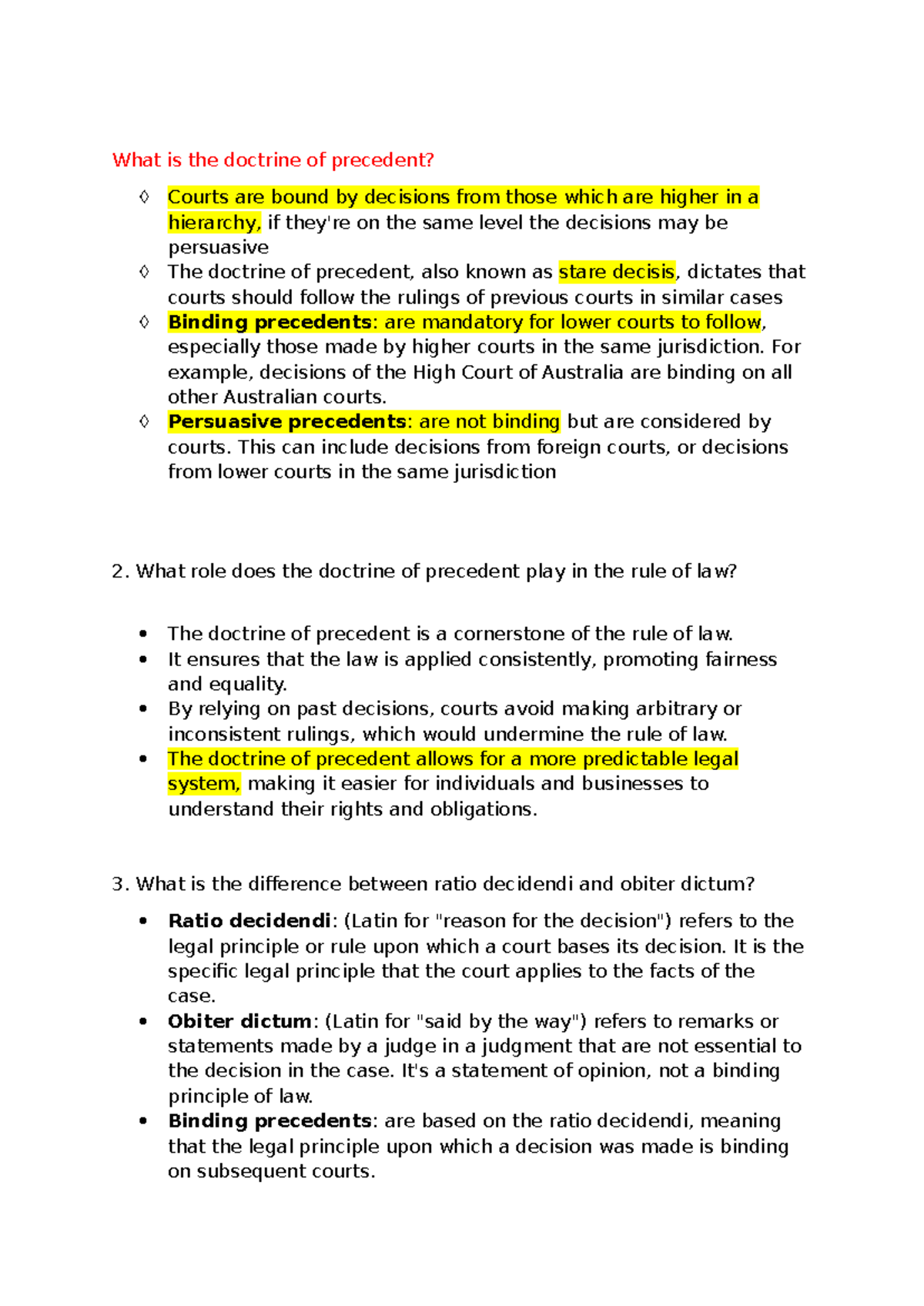 Doctrine of Precedent: Understanding Case Law and Court Hierarchy - Studocu