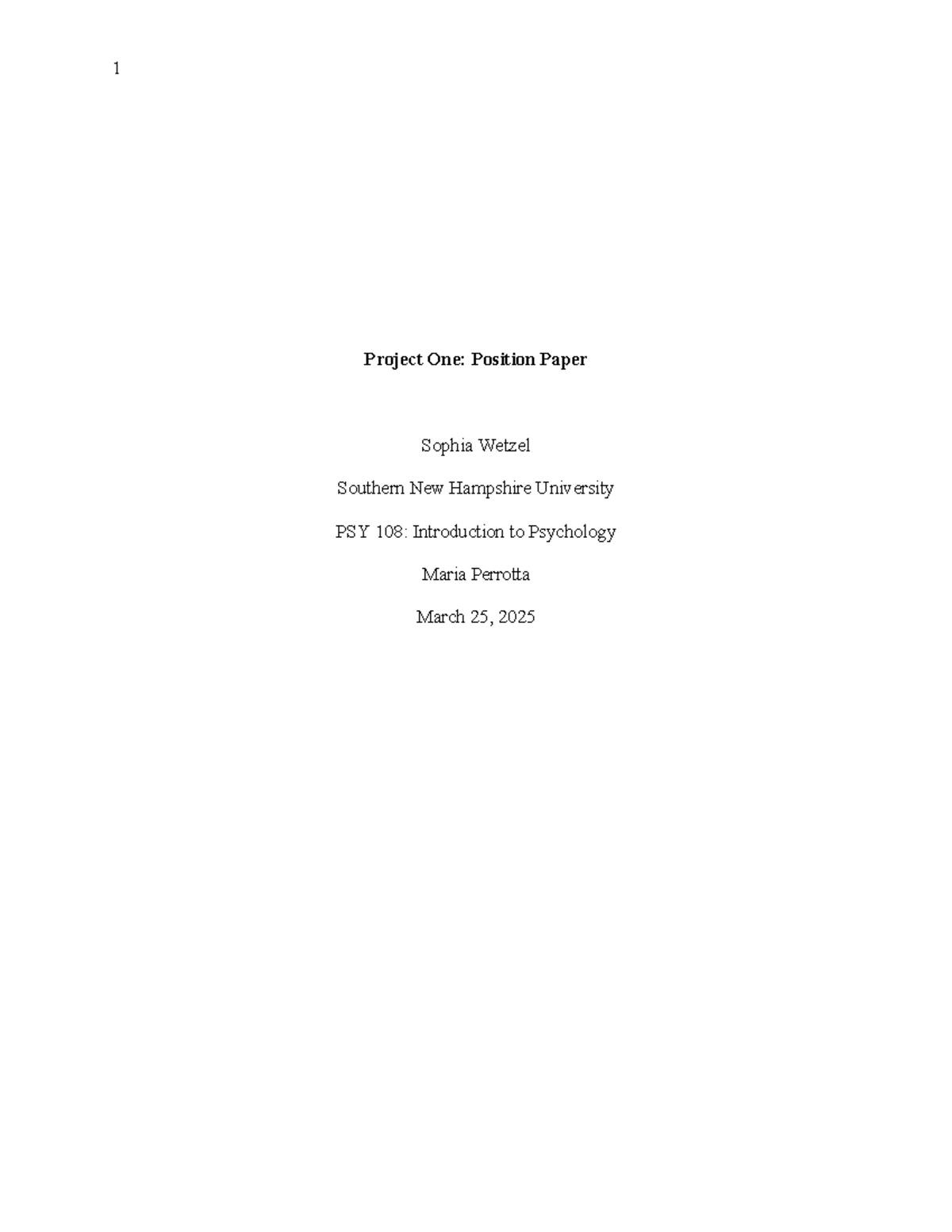PSY 108: Position Paper on Nurture vs. Nature Debate - Studocu