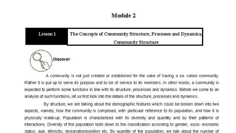 CESC Q3 Module 2 - Lecture on Community Structure & Dynamics - Studocu