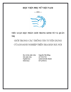 [Solved] Lm tiu lun Phn tch gii trong th trng lao ng a bn H Ni - Giới ...