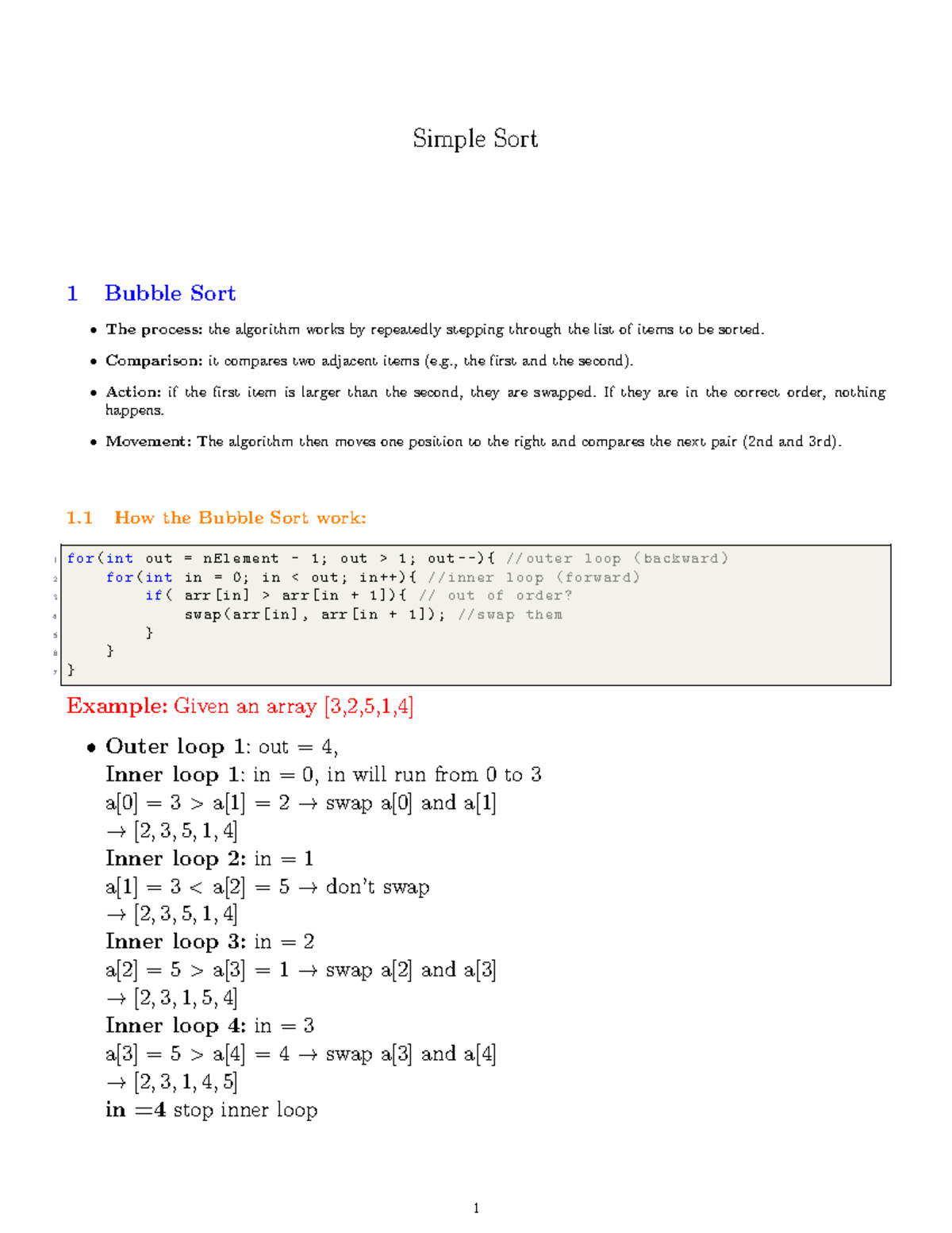 DSA C2 - Notes on Simple Sorting Algorithms: Bubble, Selection ...