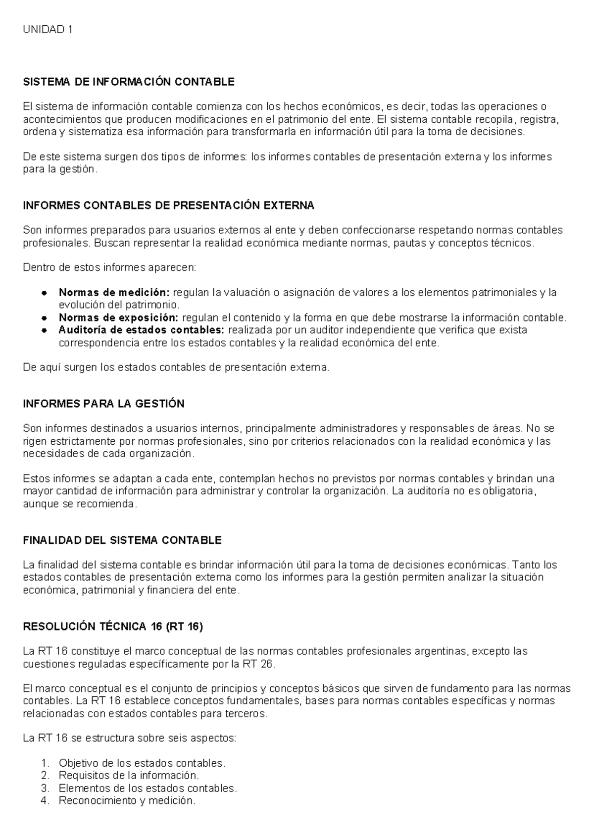 UNIDAD 1: SISTEMA DE INFORMACIÓN CONTABLE Y ESTADOS CONTABLES - Studocu