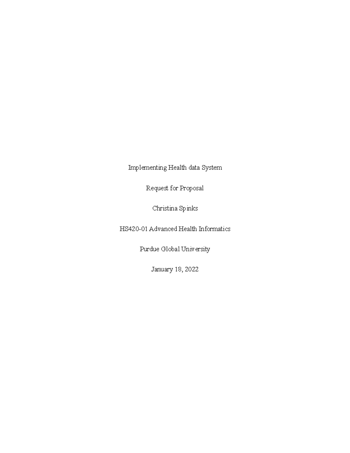 Unit 9 RFP Guide for EHR Selection in HS420-01 Advanced Informatics ...