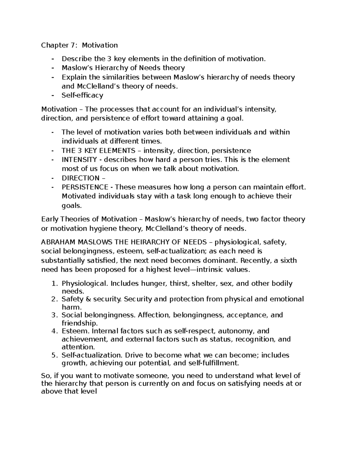 OBc715 Chapter 7: Understanding Motivation Theories and Factors - Studocu
