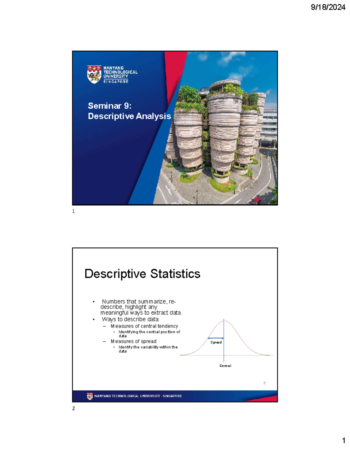 S09: Descriptive analysis and statistics overview for seminar 9 - Studocu