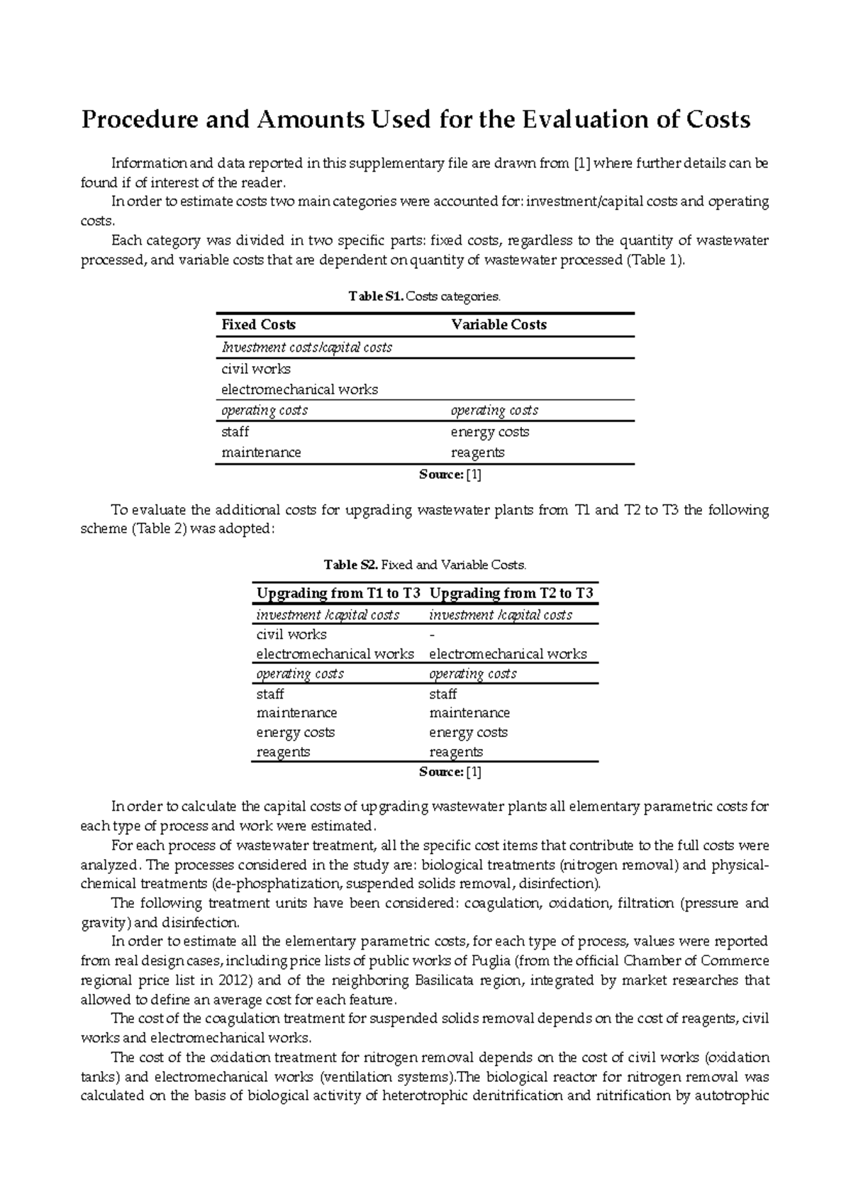 Evaluation of Costs for Wastewater Treatment Upgrades (Water 09 00175 ...