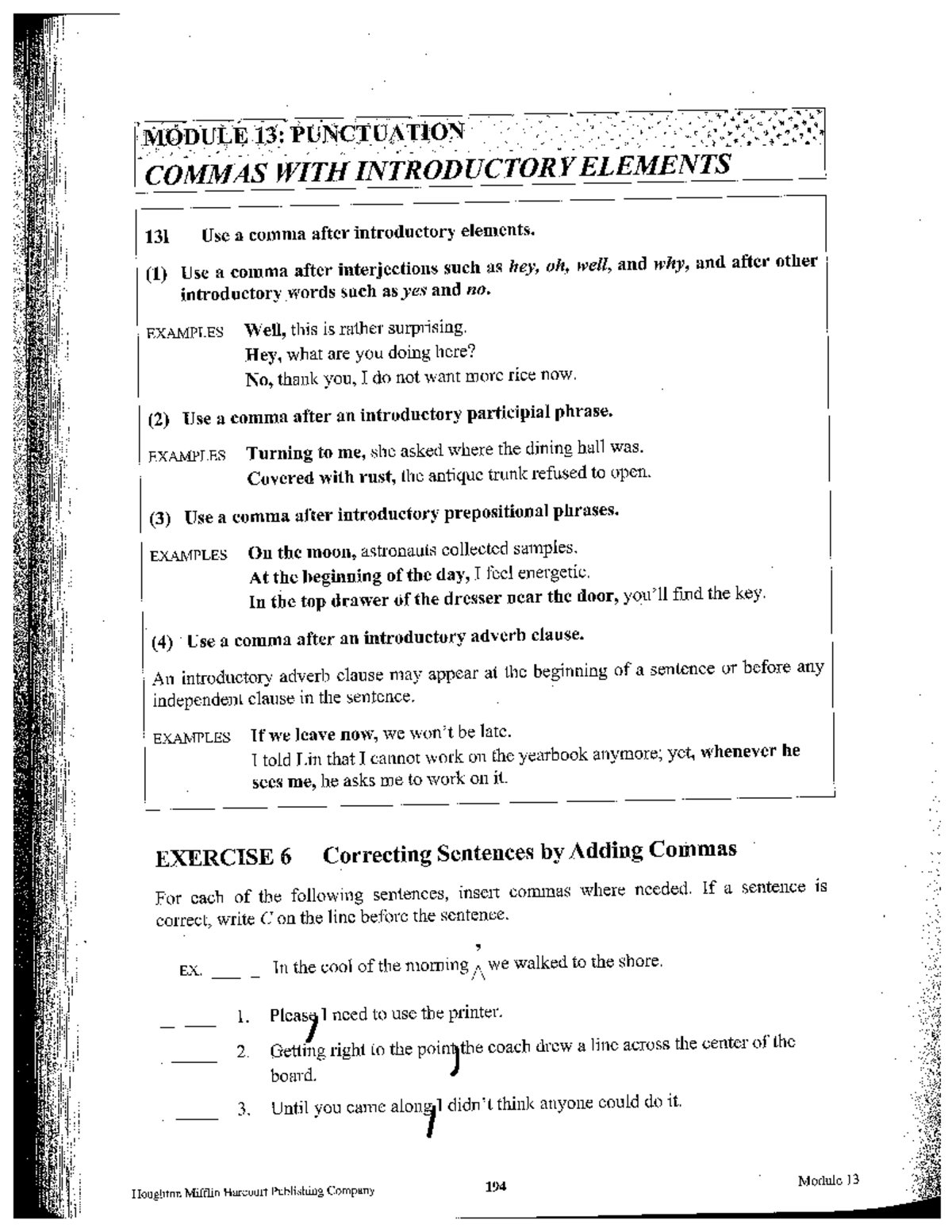 MODULE 13: Commas with Introductory Elements - Usage Guide - Studocu